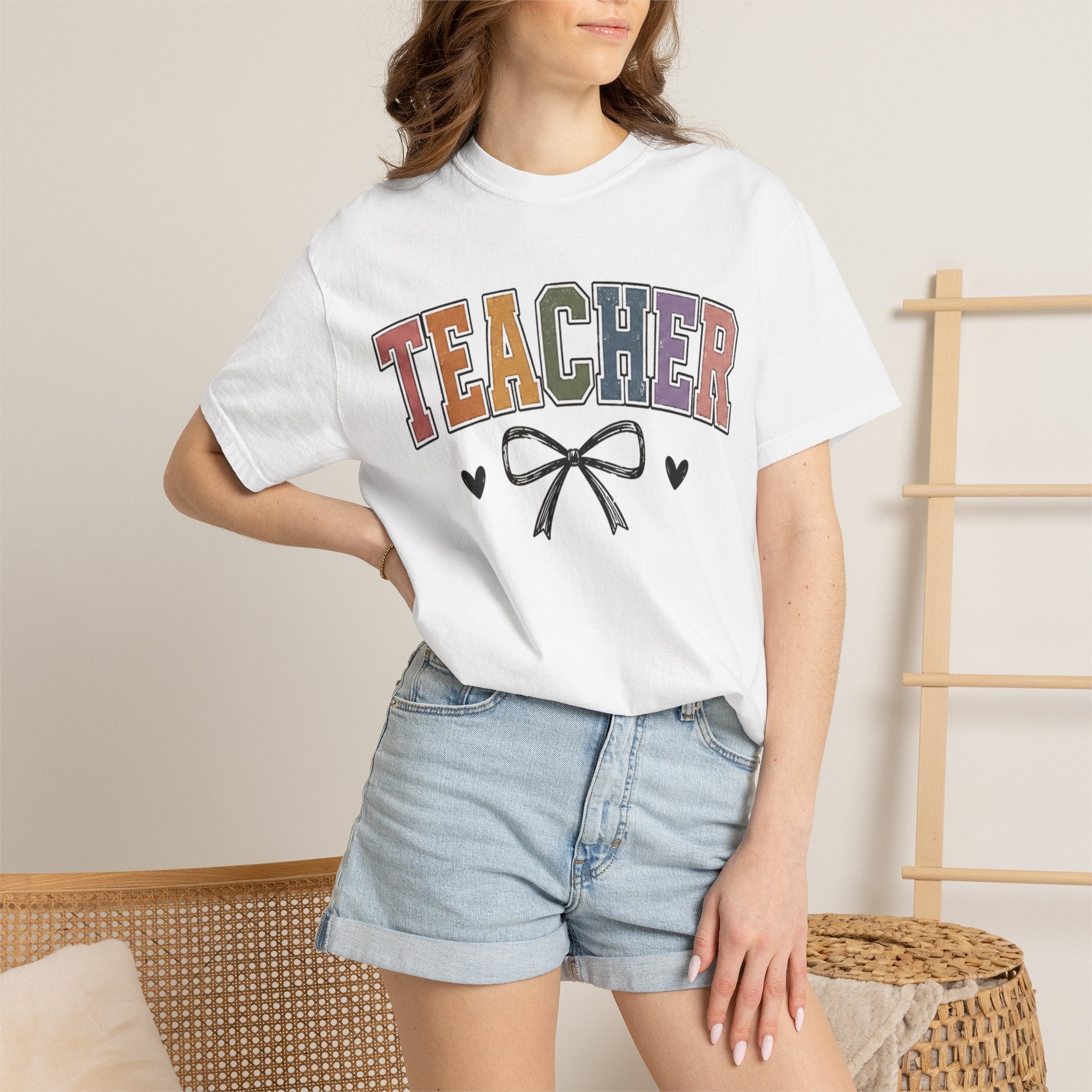 Teacher Rainbow Bow T-Shirt