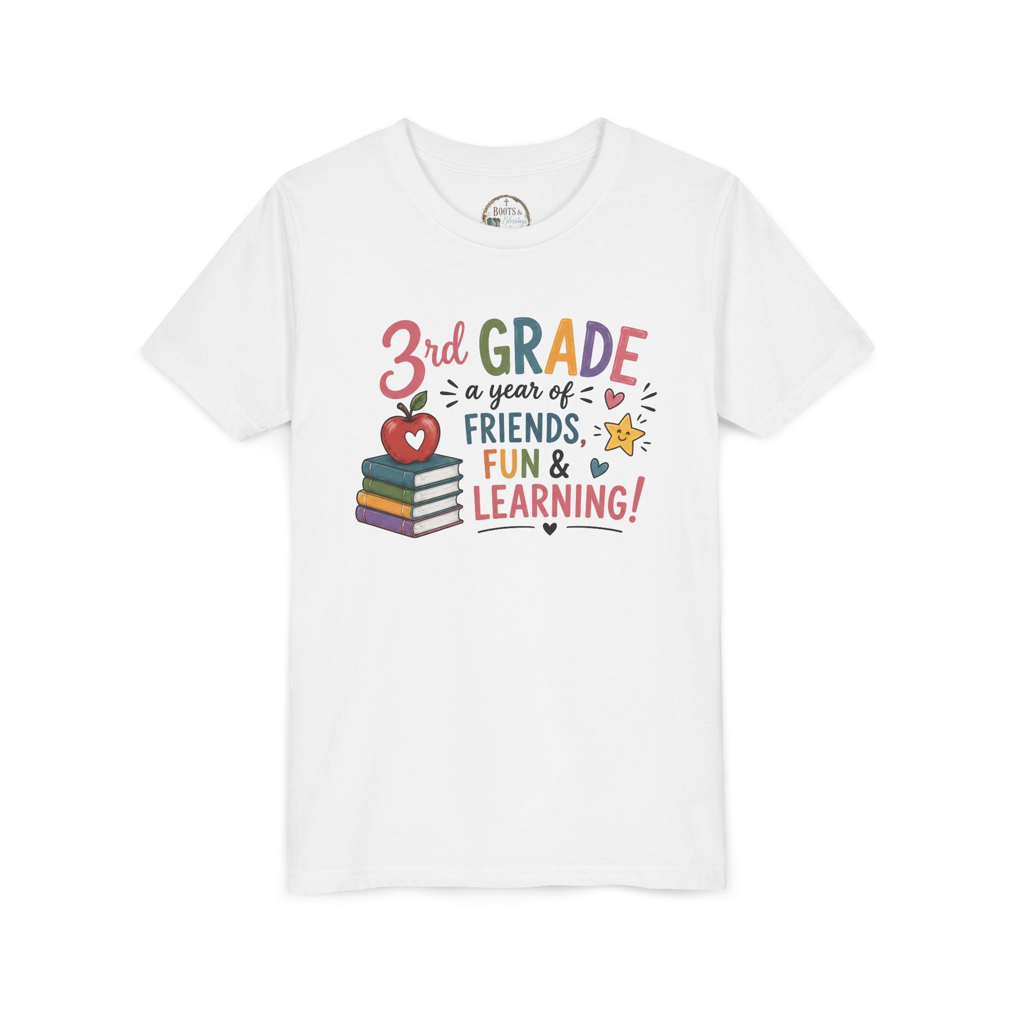 3rd Grade Graphic T‑Shirt - "3rd Grade: A Year of Friends, Fun & Learning" Back-to-School Tee