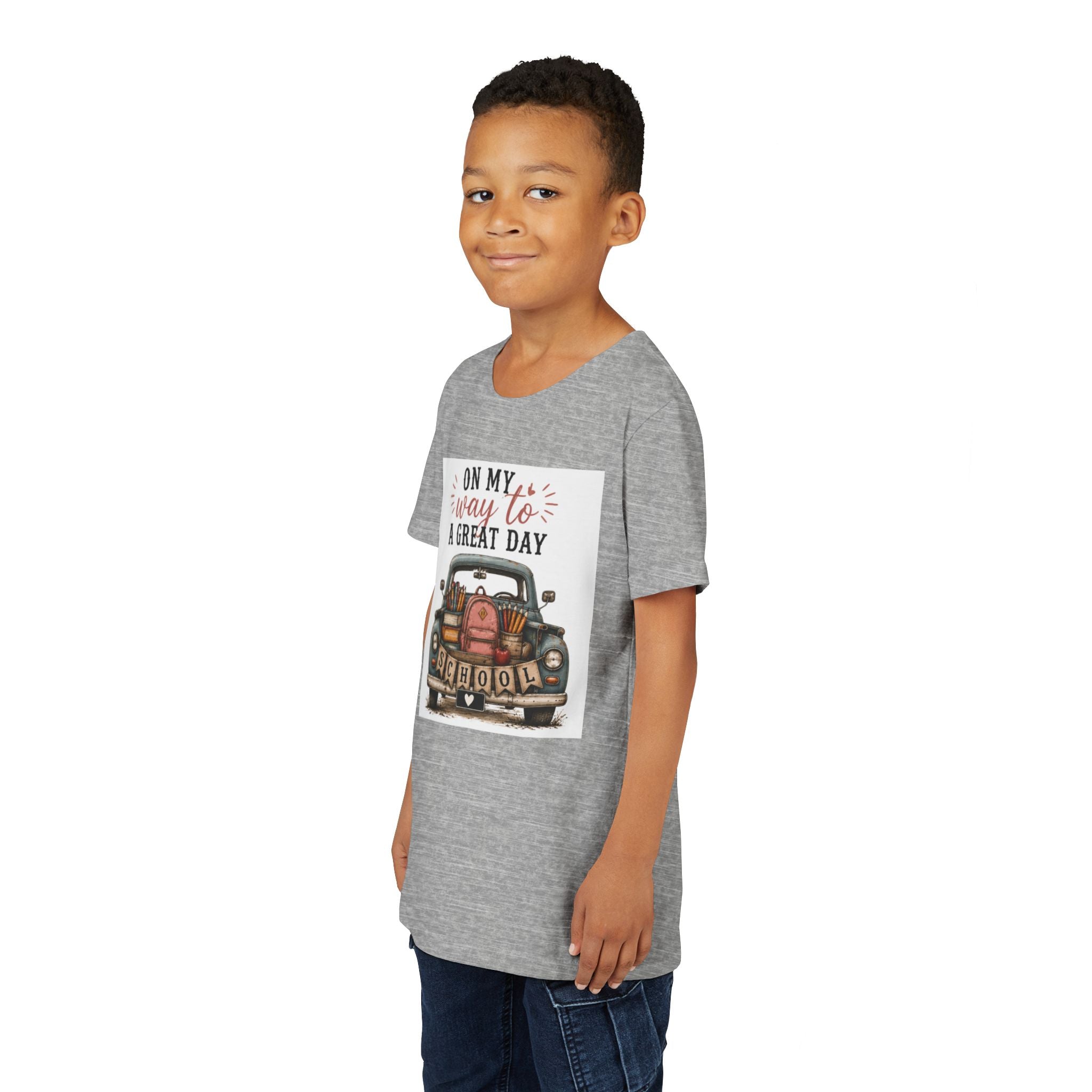 Youth Graphic T-Shirt - "On My Way to a Great Day" Back-to-School Car Design