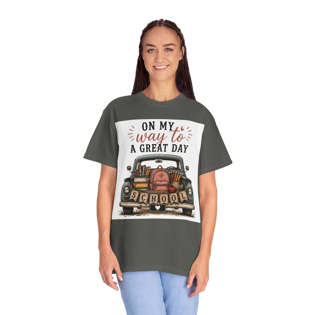 Adult On My Way To A Great Day School Truck graphic T-Shirt