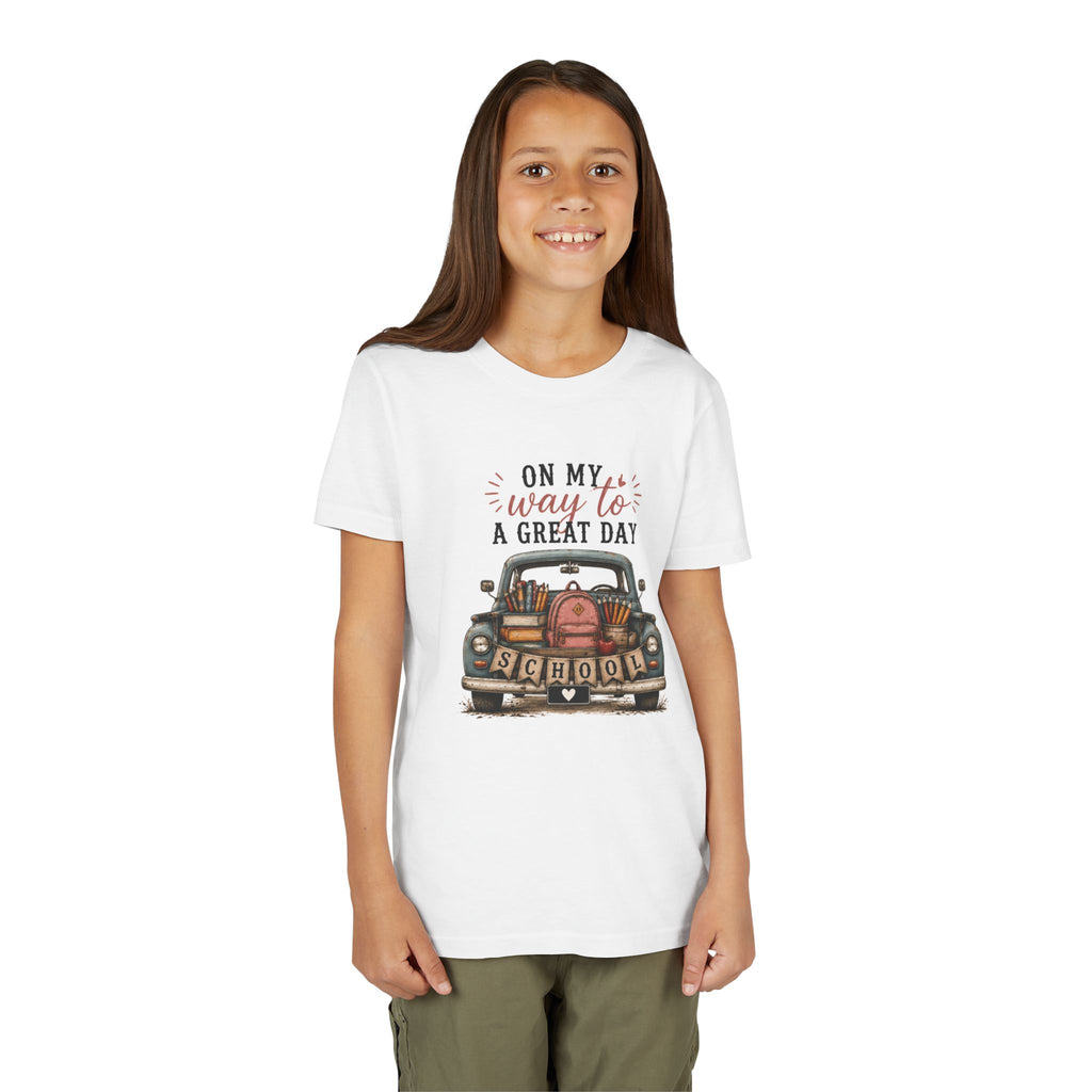 Youth Graphic T-Shirt - "On My Way to a Great Day" Back-to-School Car Design