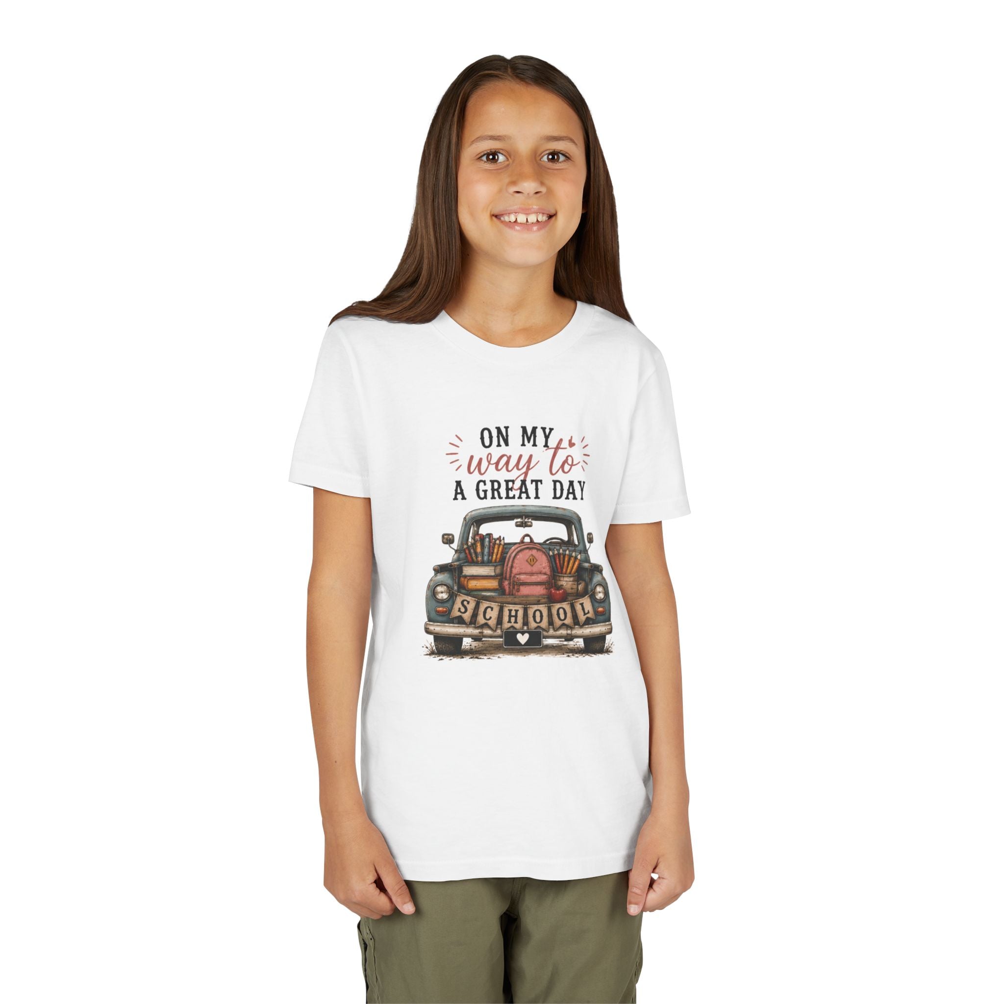Youth Graphic T-Shirt - "On My Way to a Great Day" Back-to-School Car Design