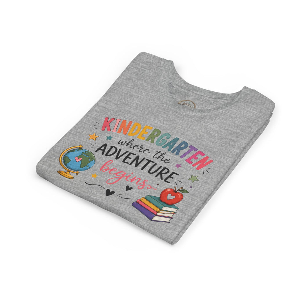 Kindergarten Adventure Graphic T-Shirt – "Kindergarten Where the Adventure Begins" Back-to-School Shirt
