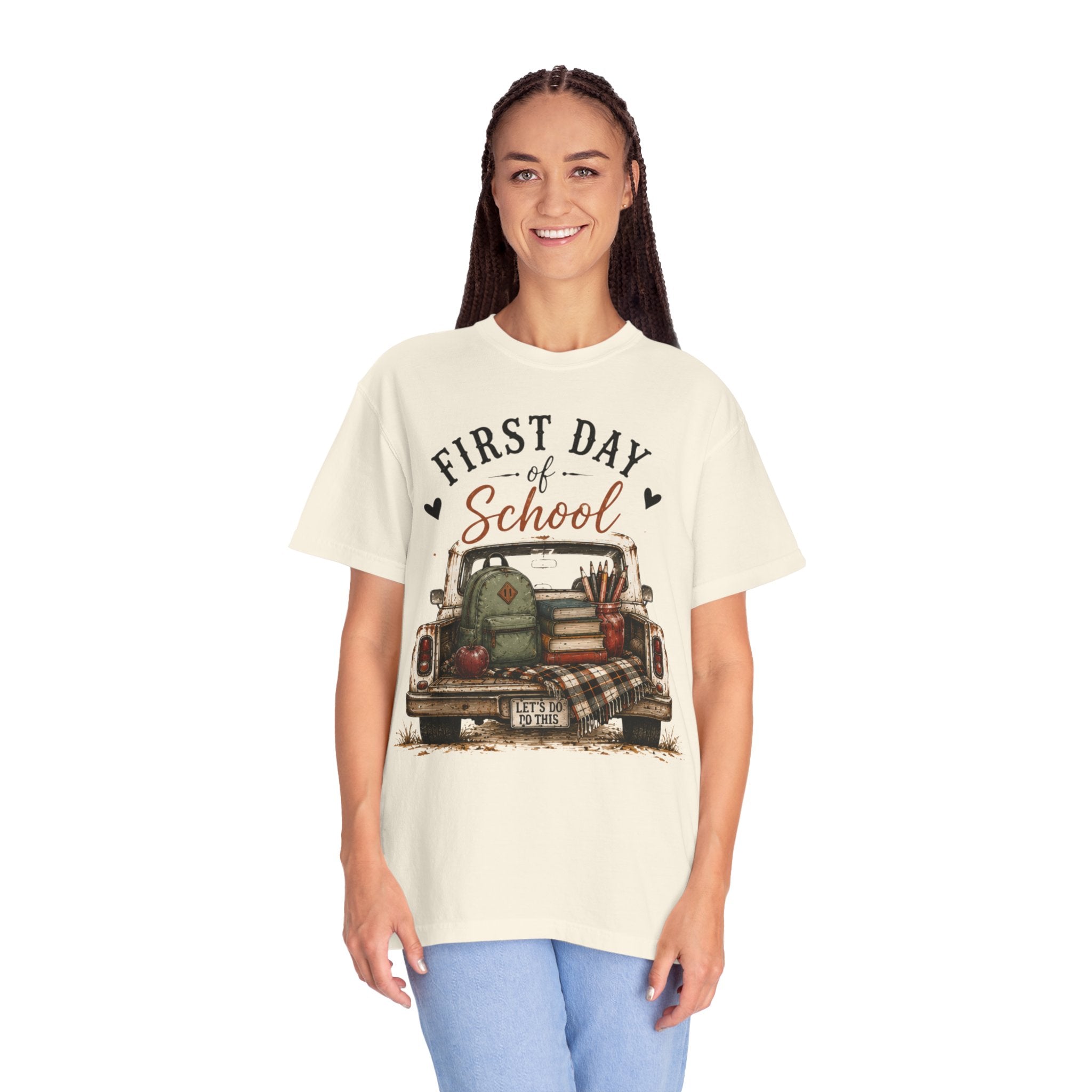 Adult First Day of School Truck Graphic T-Shirt