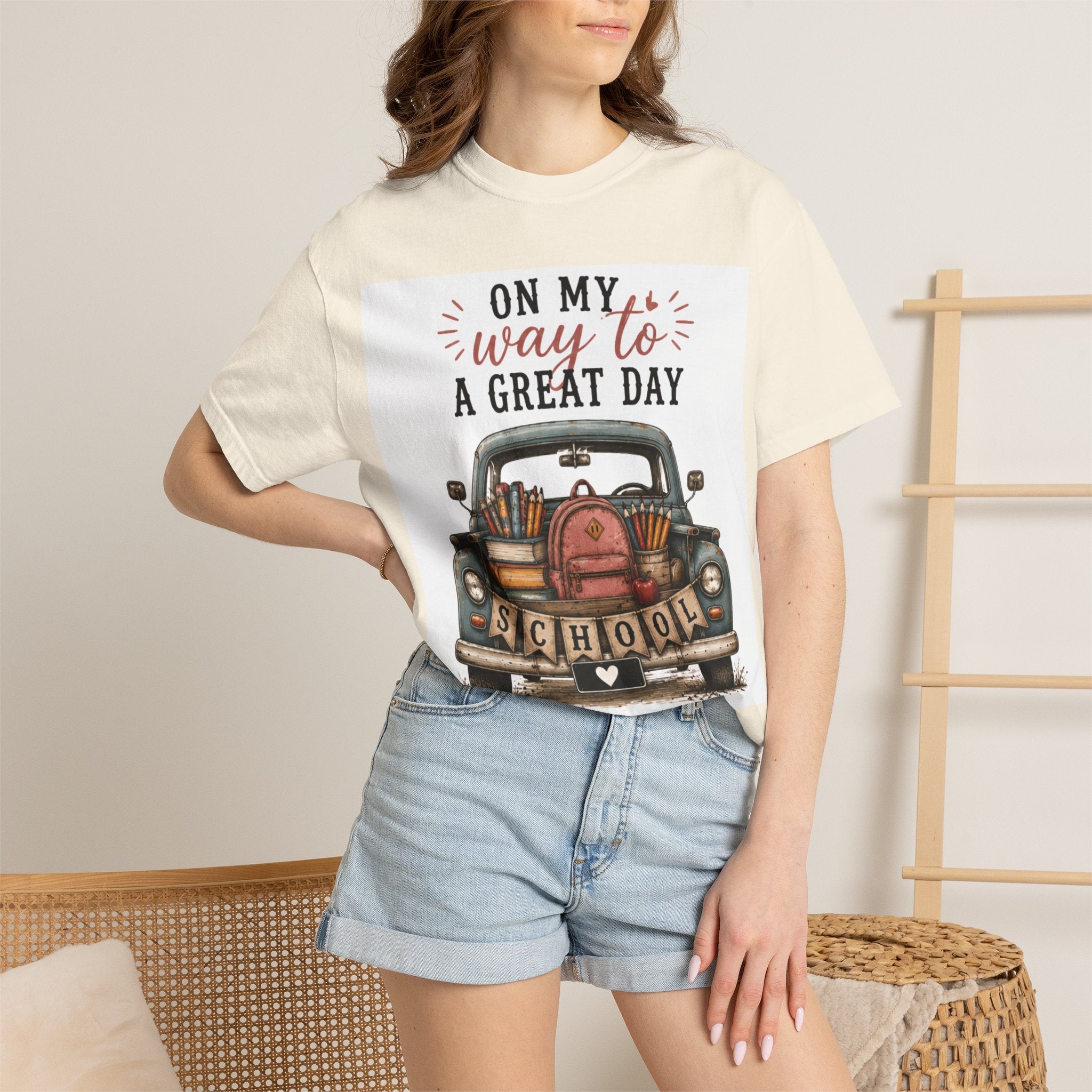 Adult On My Way To A Great Day School Truck graphic T-Shirt