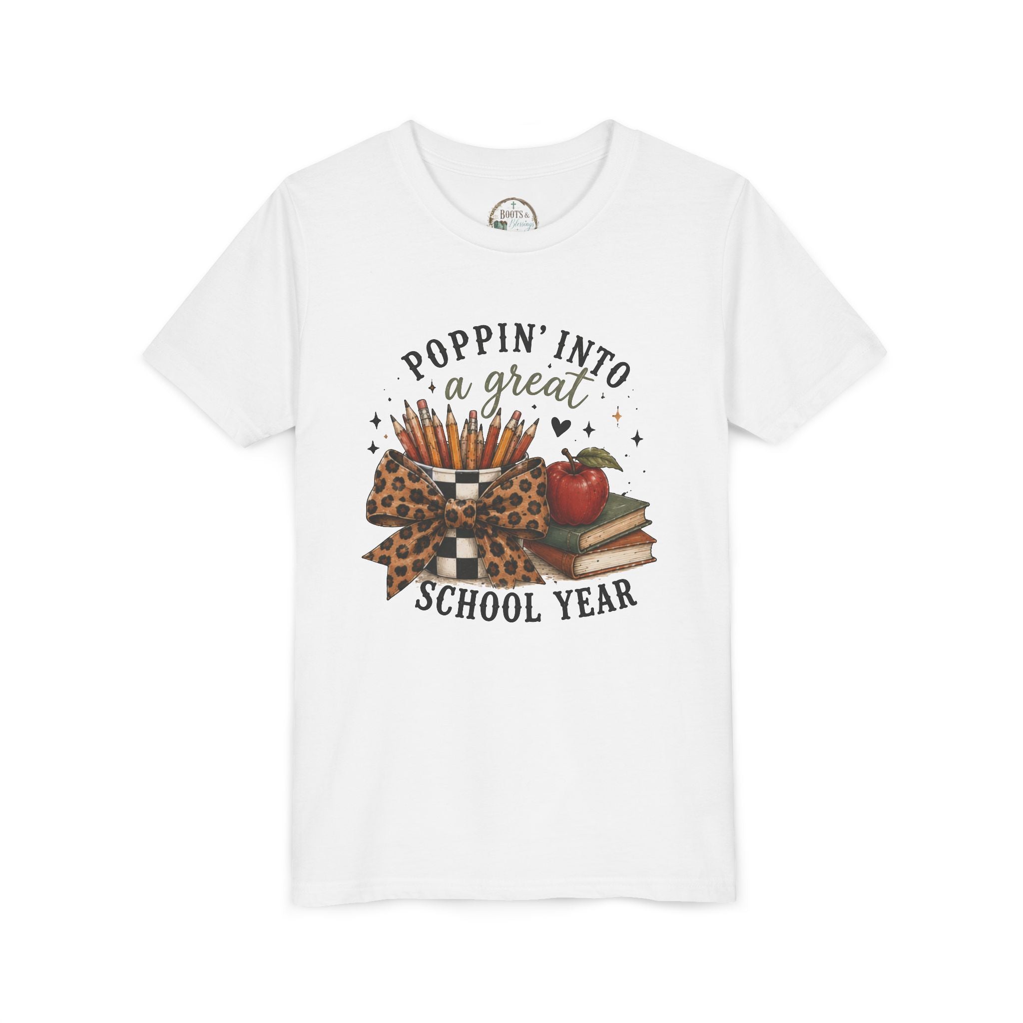 Youth Graphic T-Shirt — "Poppin' Into a Great School Year" Back-to-School Shirt