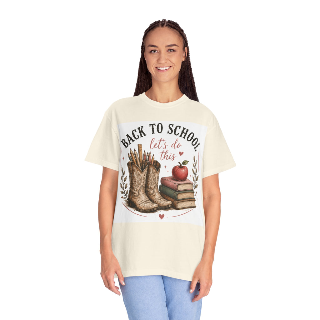 Adult Back to School Graphic T-Shirt – "Back to School, Let’s Do This" Cowboy Boots & Books Teacher