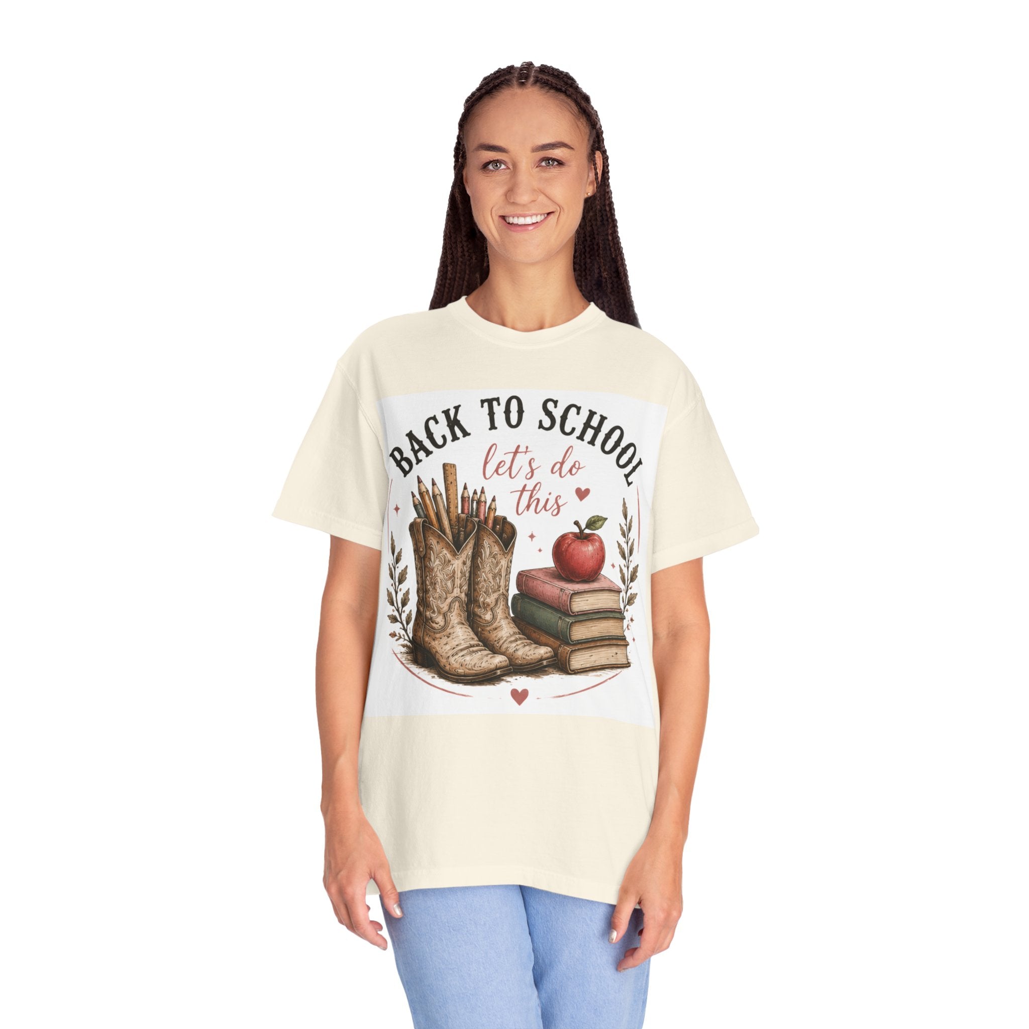 Adult Back to School Graphic T-Shirt – "Back to School, Let’s Do This" Cowboy Boots & Books Teacher