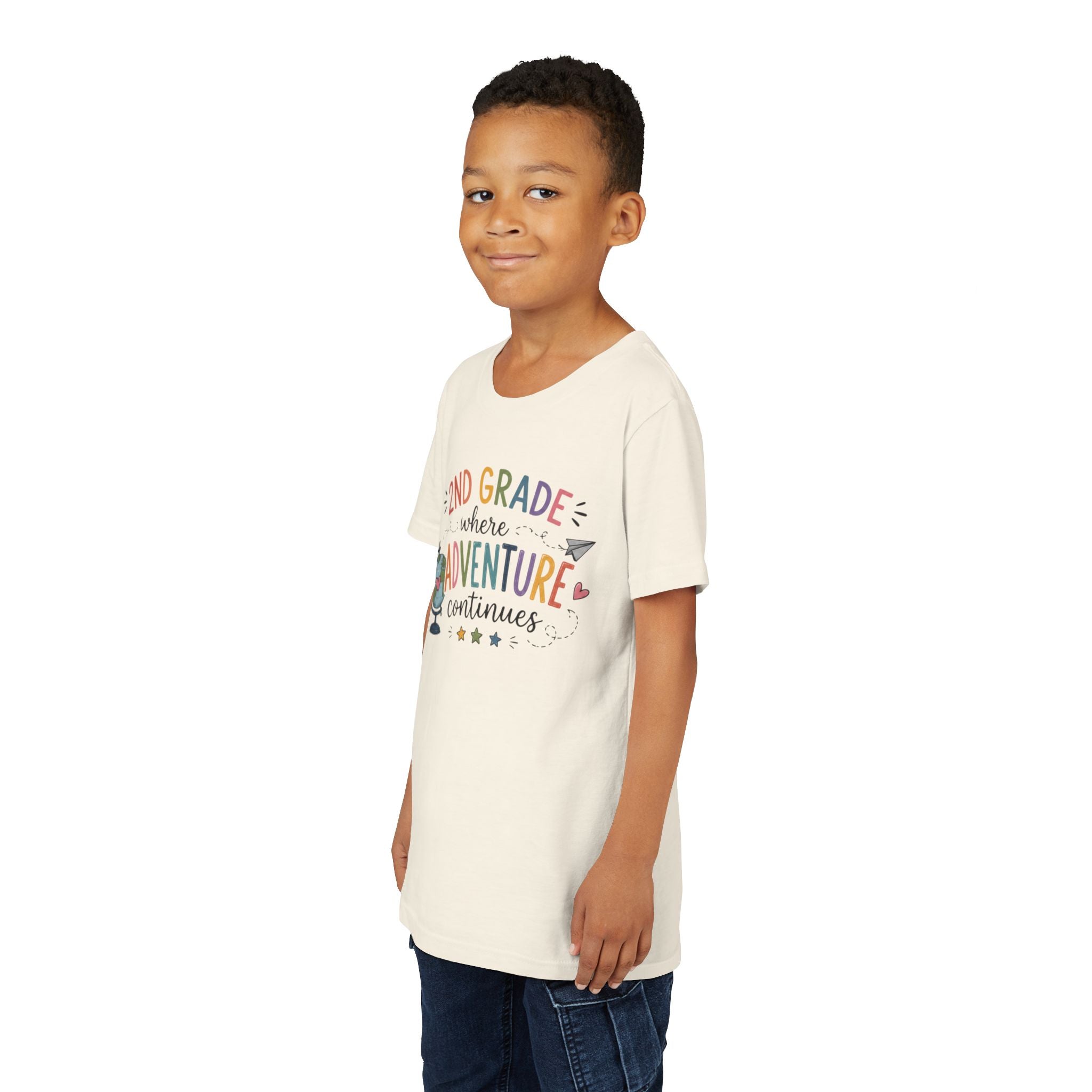 2nd Grade Adventure Graphic T-Shirt — Youth Back-to-School Globe Design