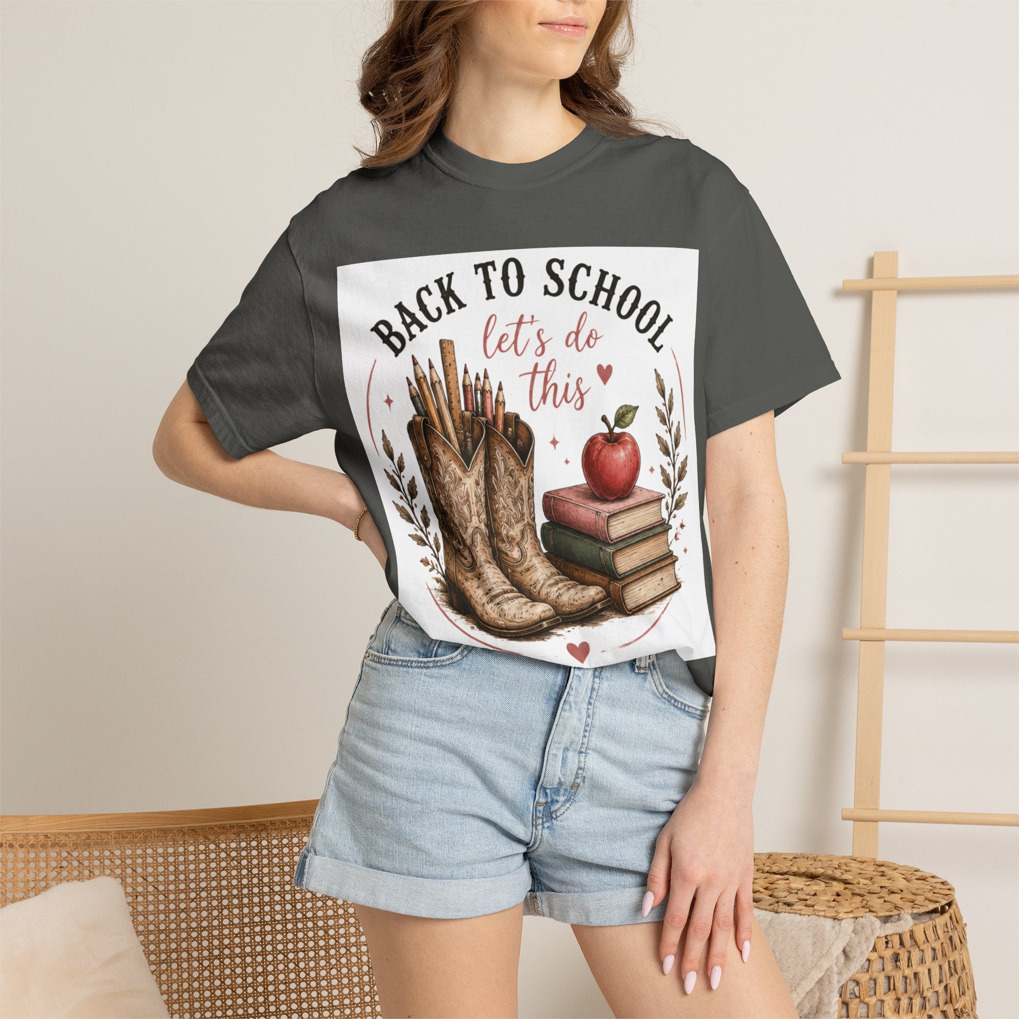 Adult Back to School Graphic T-Shirt – "Back to School, Let’s Do This" Cowboy Boots & Books Teacher