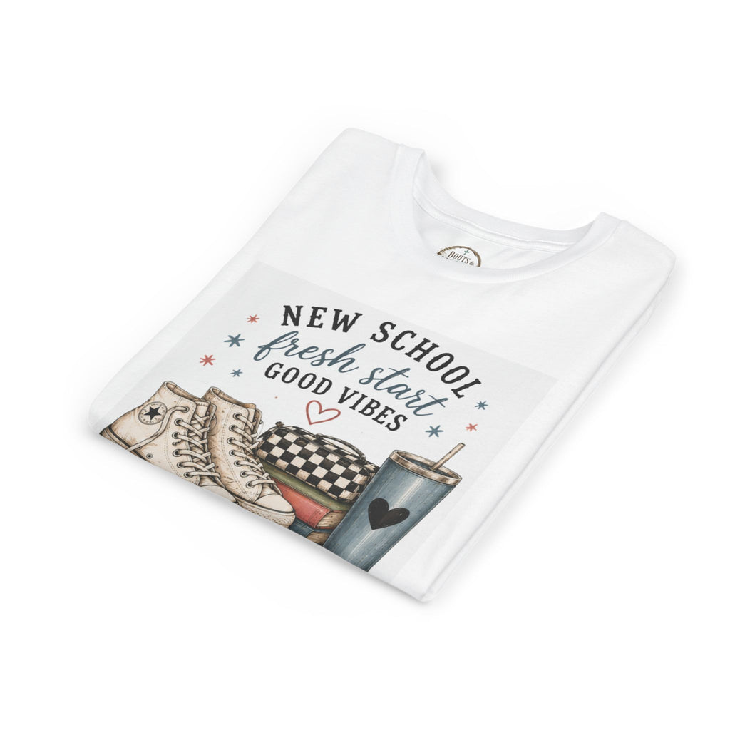 Youth Graphic T-Shirt — "New School Fresh Start Good Vibes" Back-to-School Graphic