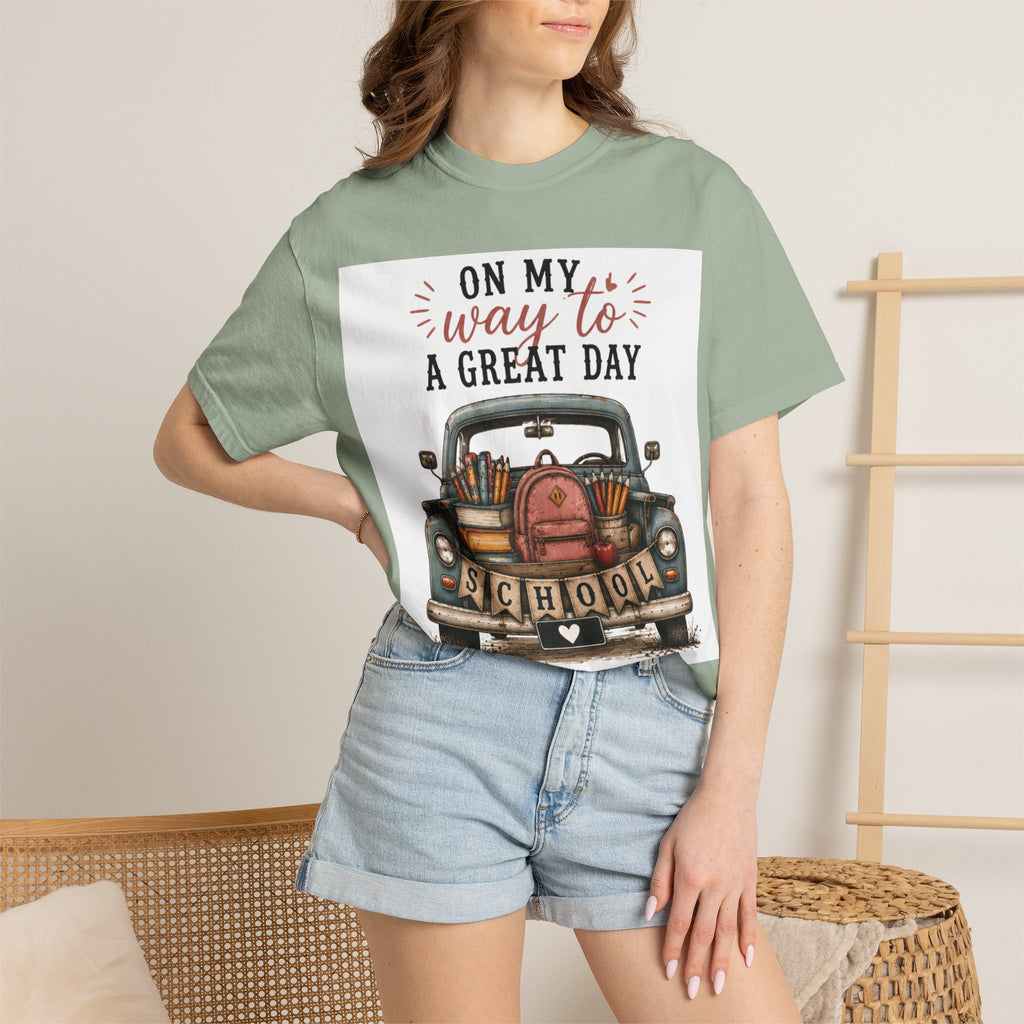 Adult On My Way To A Great Day School Truck graphic T-Shirt