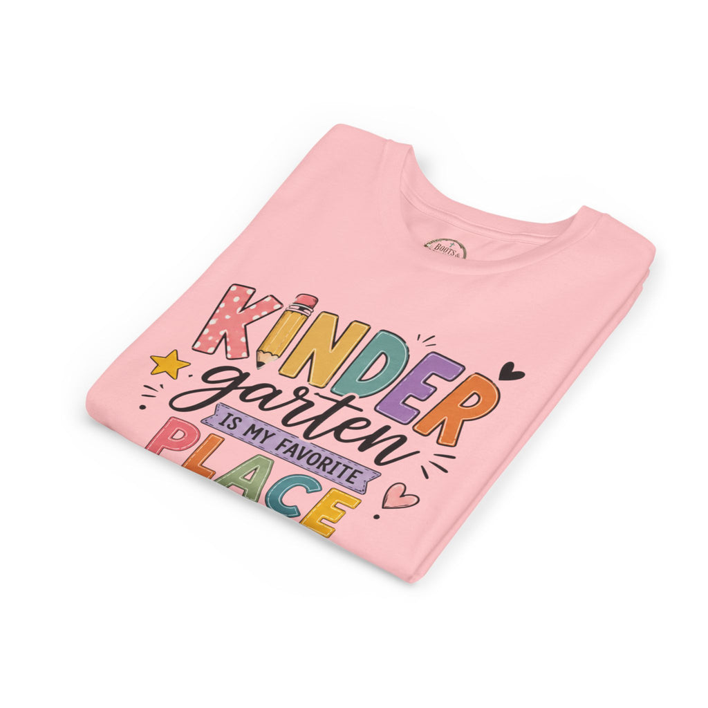 Kindergarten Is My Favorite Place Graphic T-Shirt - Cute Colorful Back-to-School Shirt for Kids