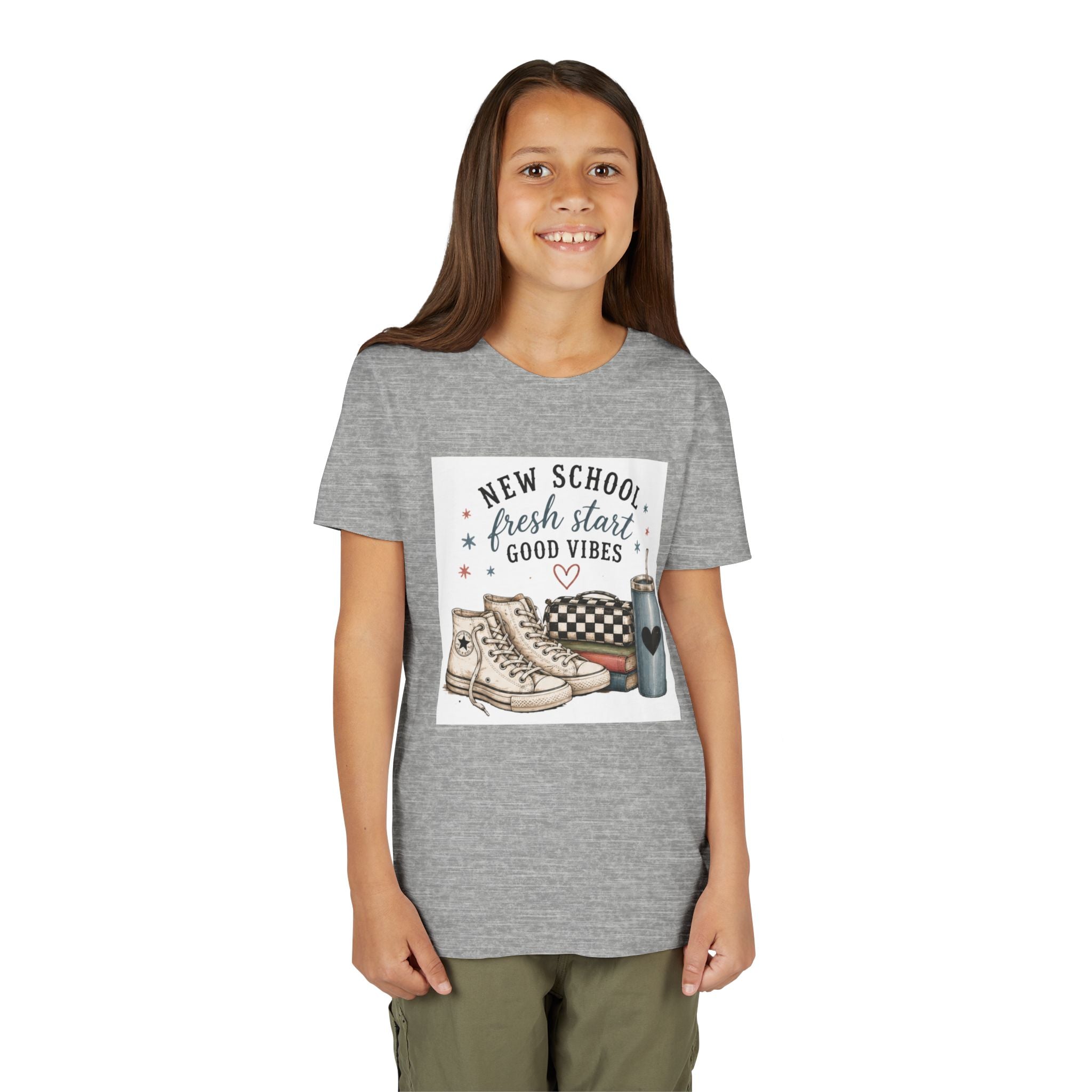 Youth Graphic T-Shirt — "New School Fresh Start Good Vibes" Back-to-School Graphic
