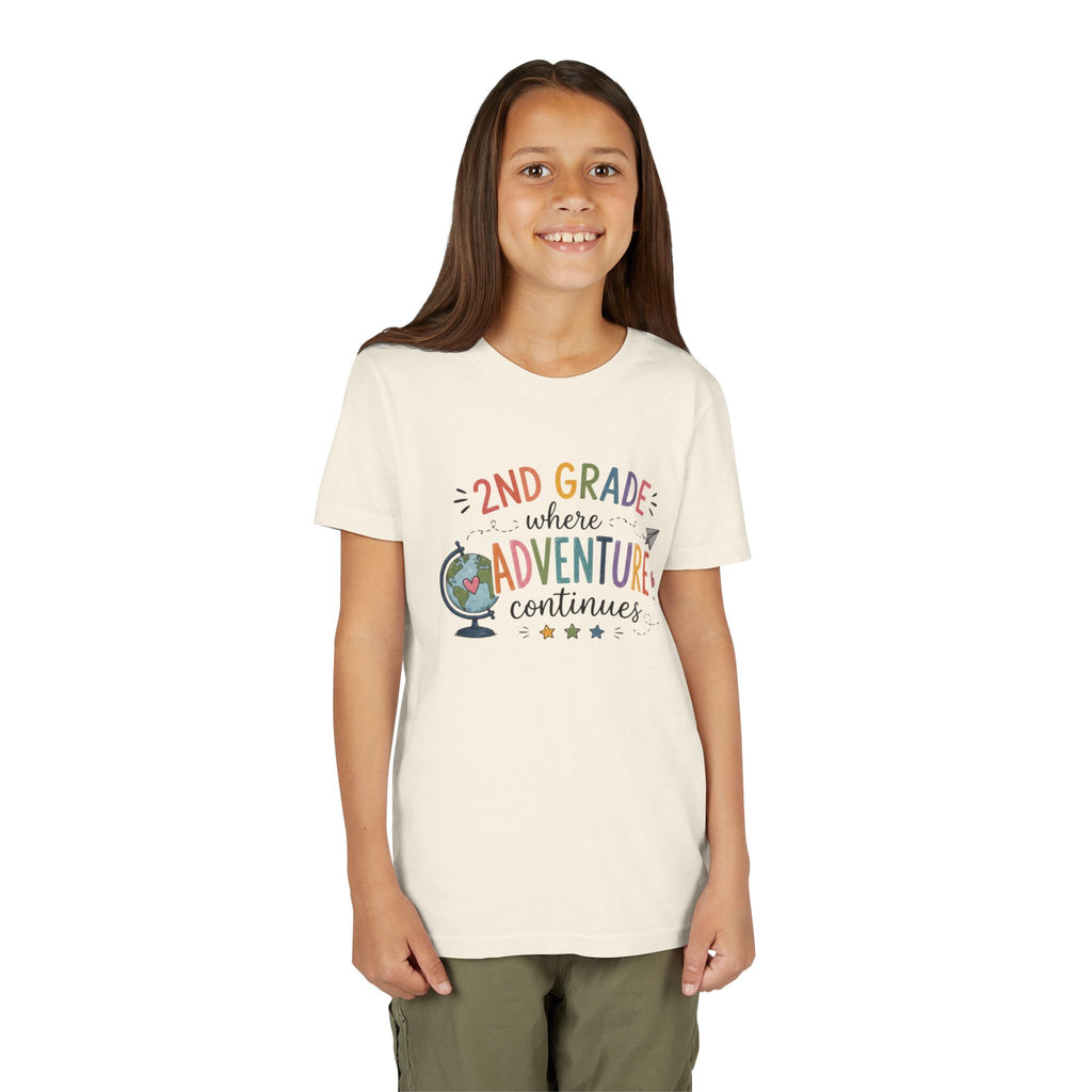 2nd Grade Adventure Graphic T-Shirt — Youth Back-to-School Globe Design