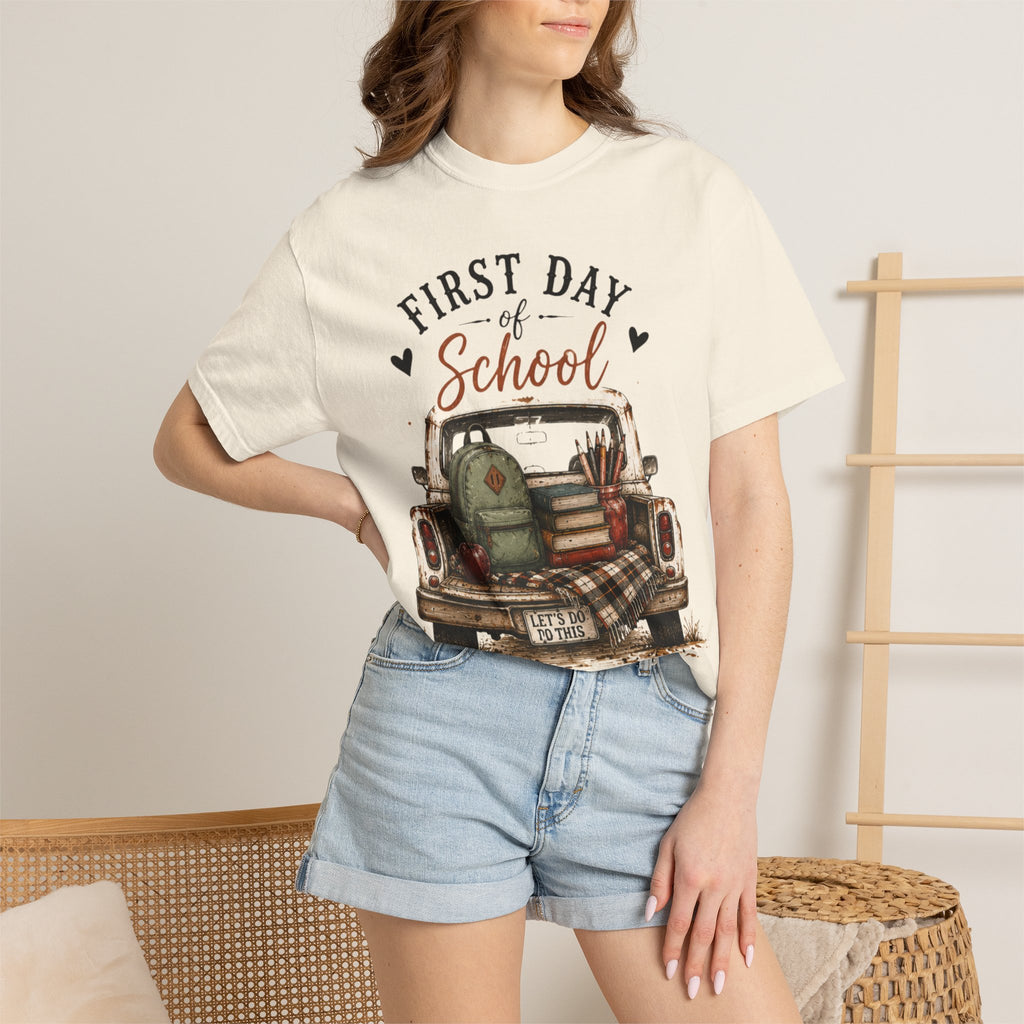 Adult First Day of School Truck Graphic T-Shirt