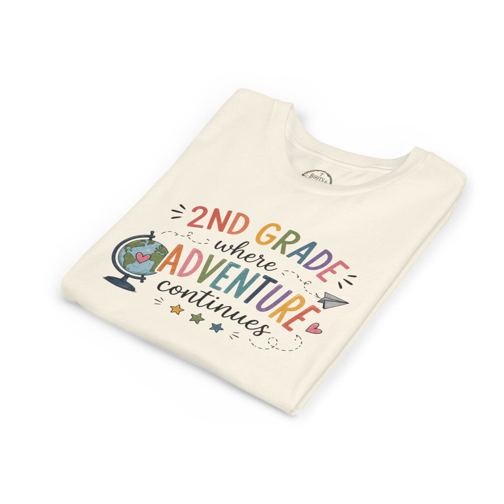 2nd Grade Adventure Graphic T-Shirt — Youth Back-to-School Globe Design