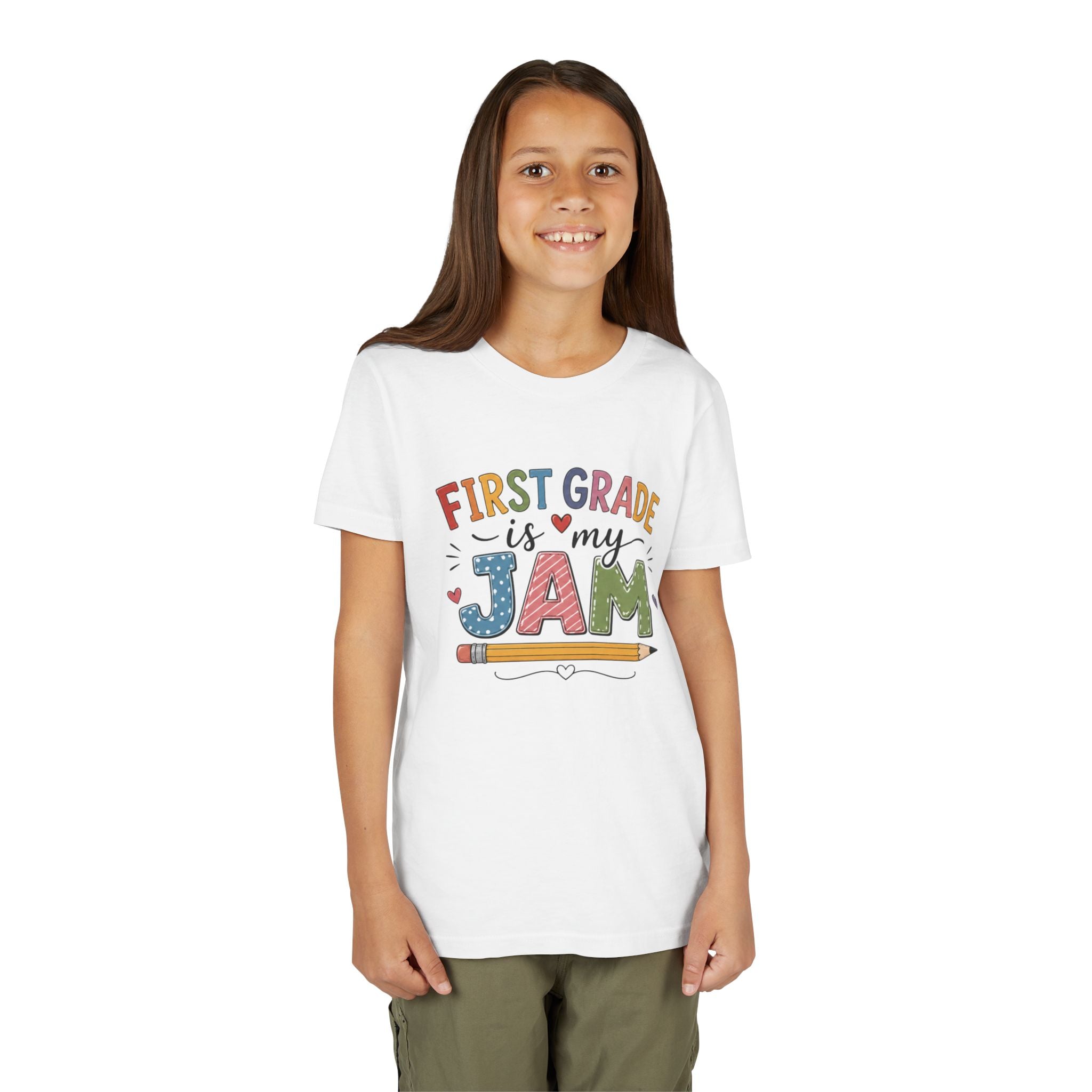 First Grade Is My Jam Graphic T-Shirt - Cute Back-to-School Pencil Shirt