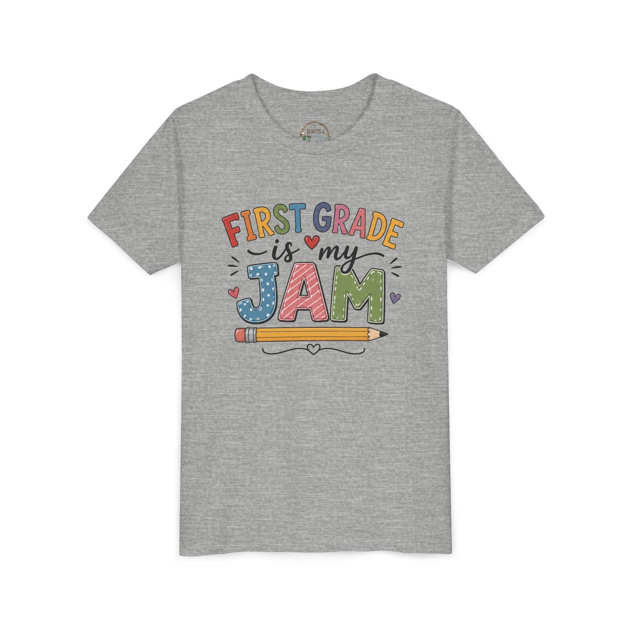 First Grade Is My Jam Graphic T-Shirt - Cute Back-to-School Pencil Shirt