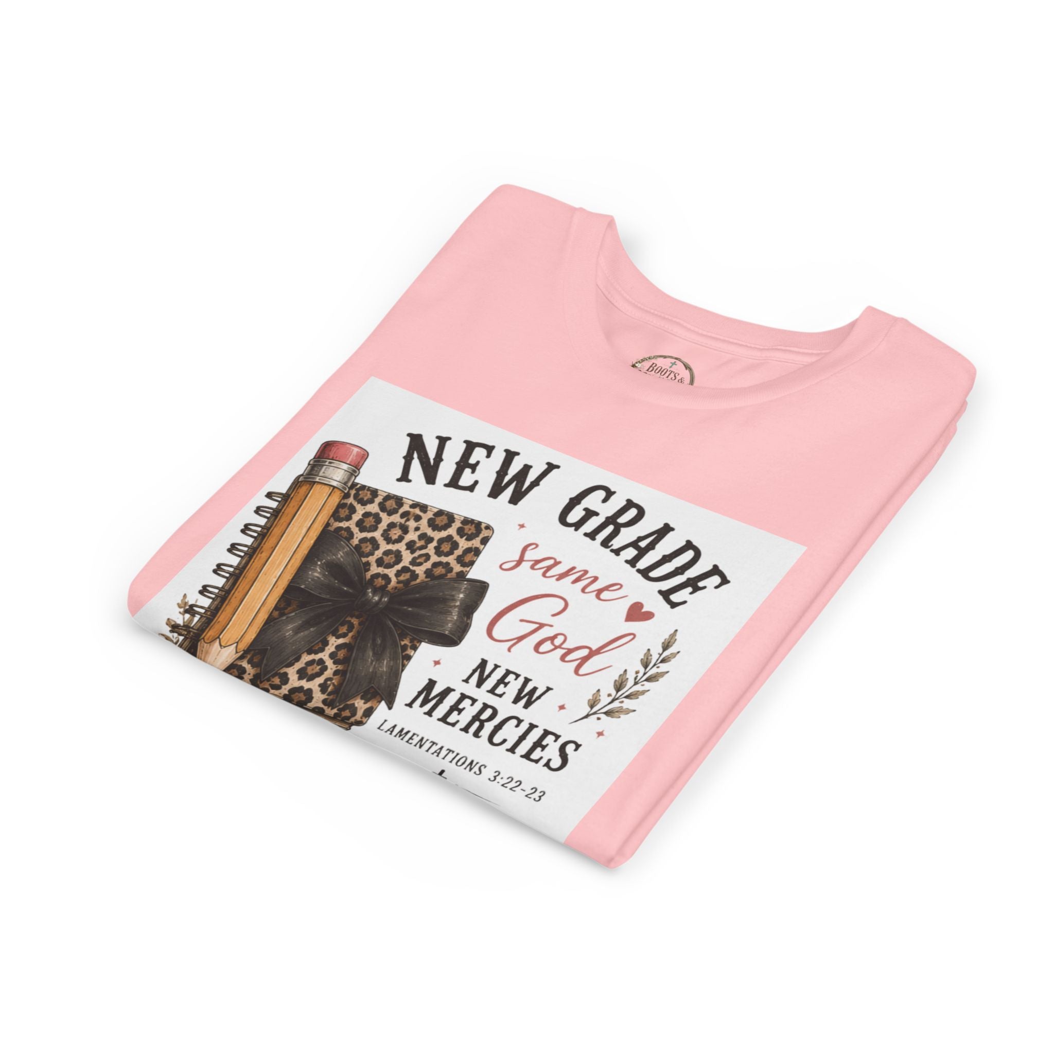 Youth Graphic T-Shirt — "New Grade Same God New Mercies" Christian Back-to-School Shirt
