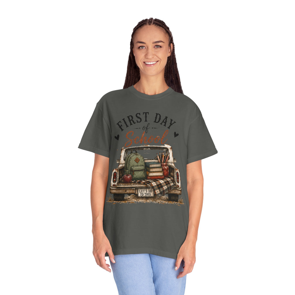 Adult First Day of School Truck Graphic T-Shirt