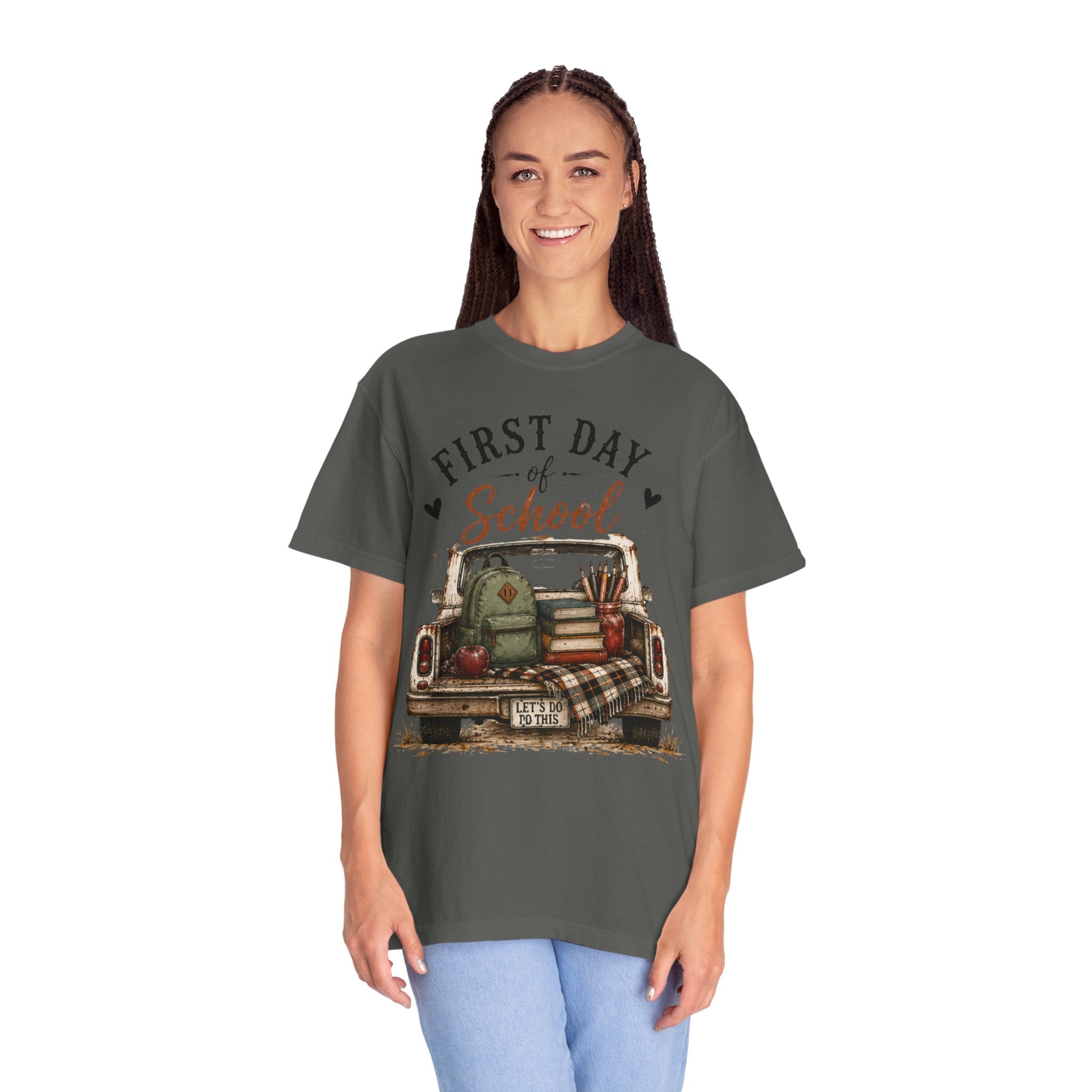 Adult First Day of School Truck Graphic T-Shirt