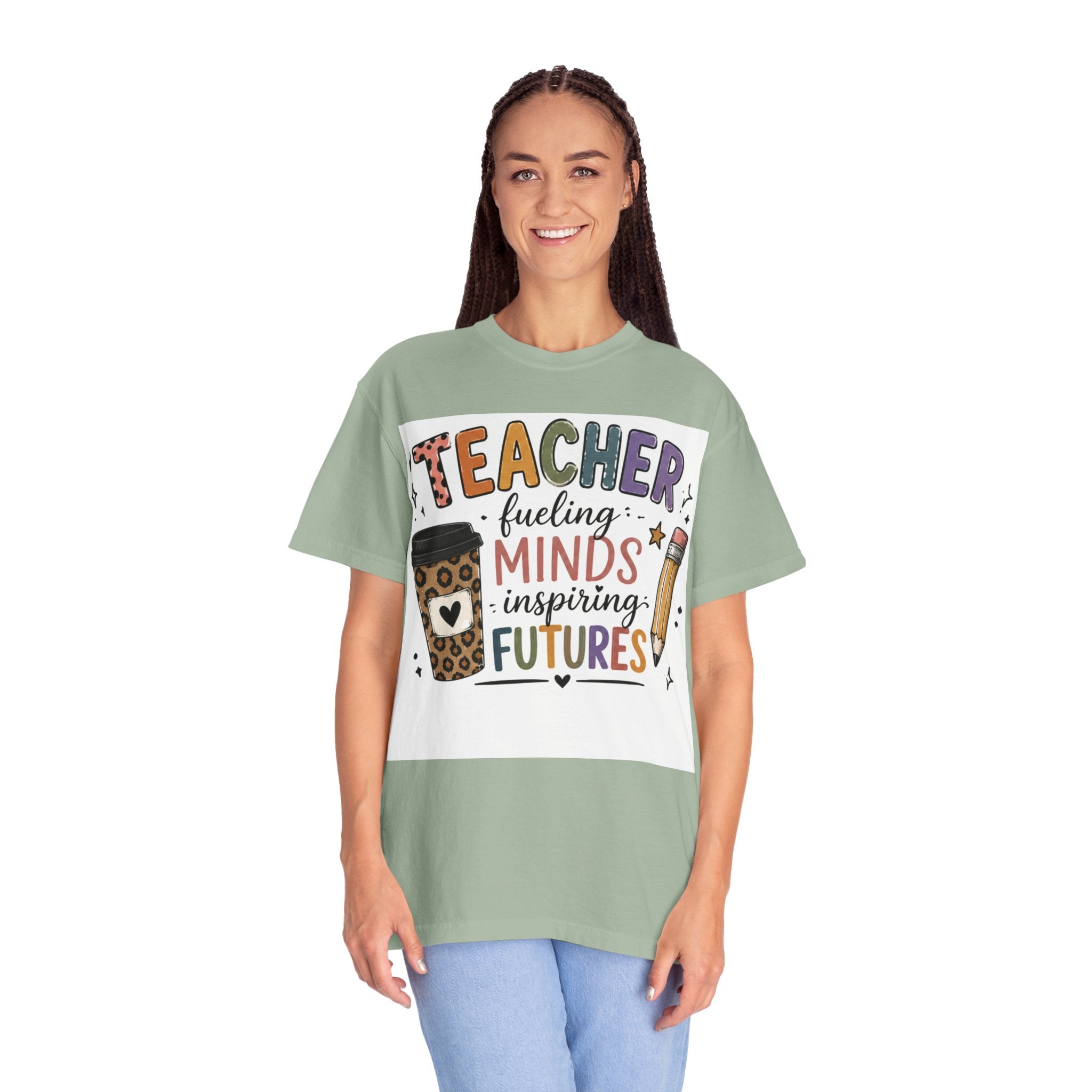 Teacher T-Shirt - "Fueling Minds, Inspiring Futures" Coffee & Pencil Design