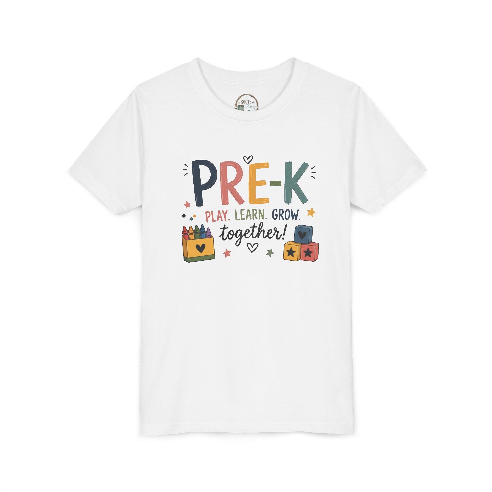 Pre-K Play Learn Grow Graphic T-Shirt