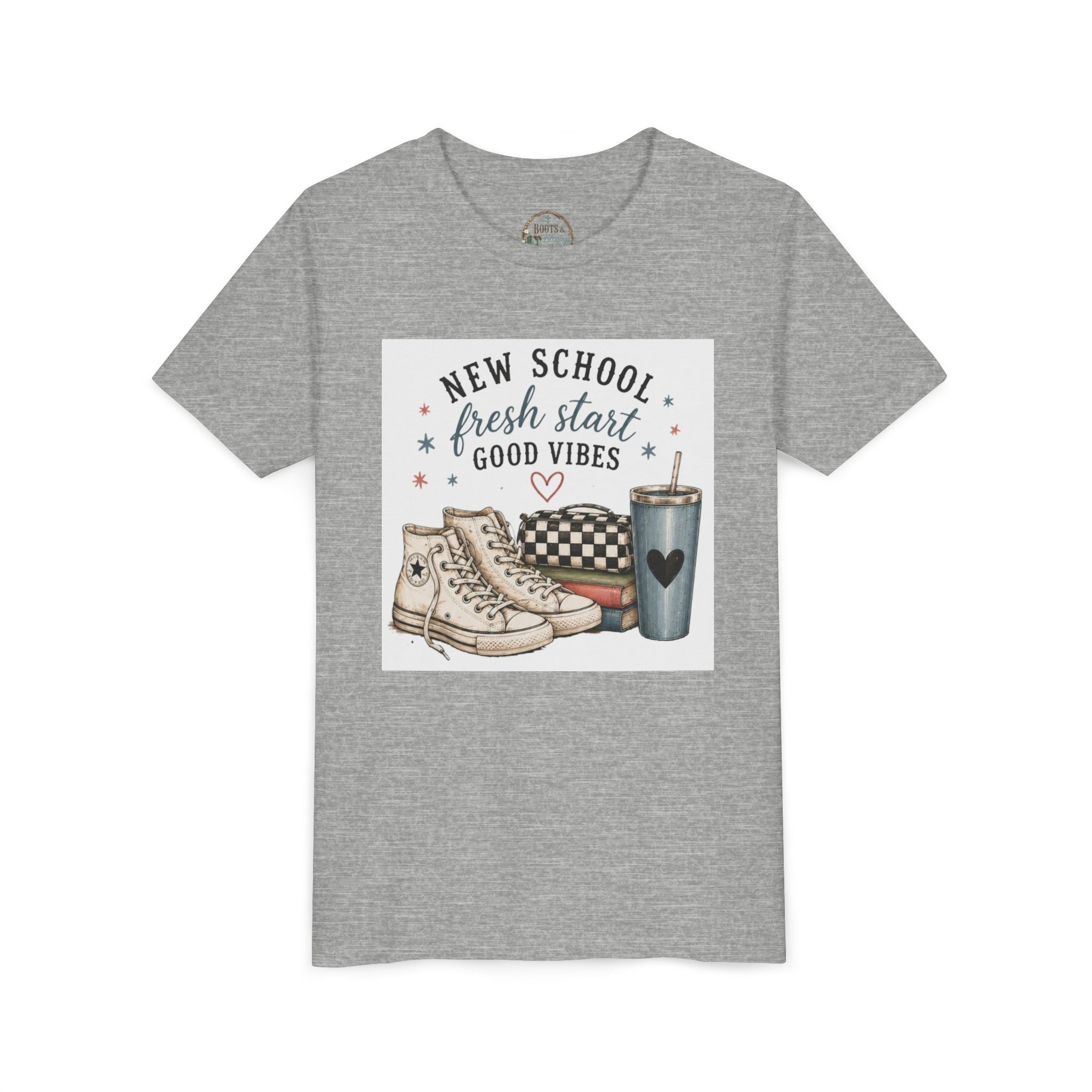 Youth Graphic T-Shirt — "New School Fresh Start Good Vibes" Back-to-School Graphic