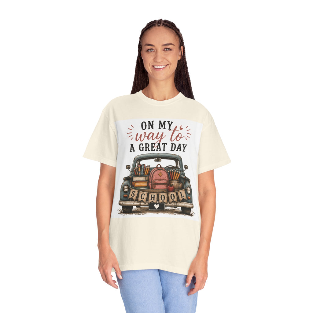 Adult On My Way To A Great Day School Truck graphic T-Shirt