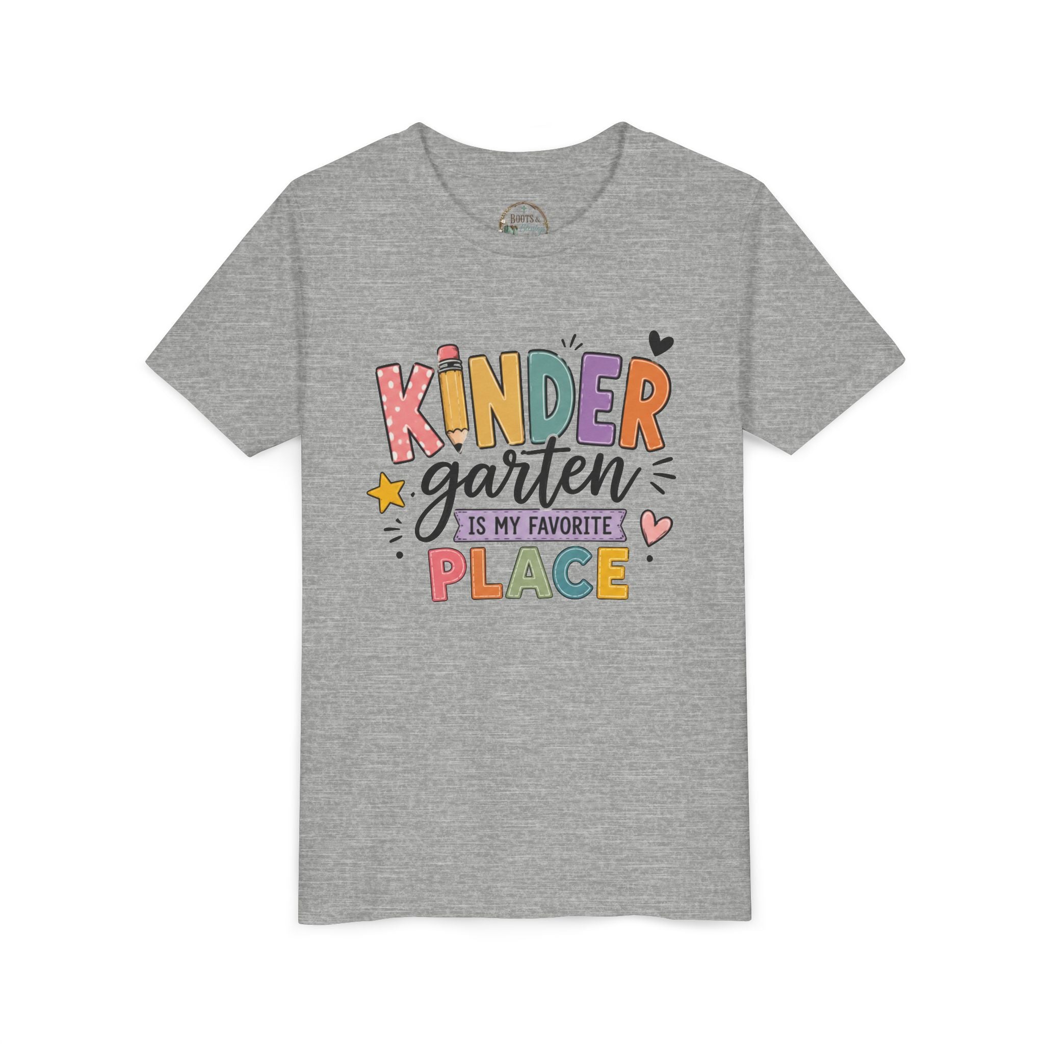 Kindergarten Is My Favorite Place Graphic T-Shirt - Cute Colorful Back-to-School Shirt for Kids