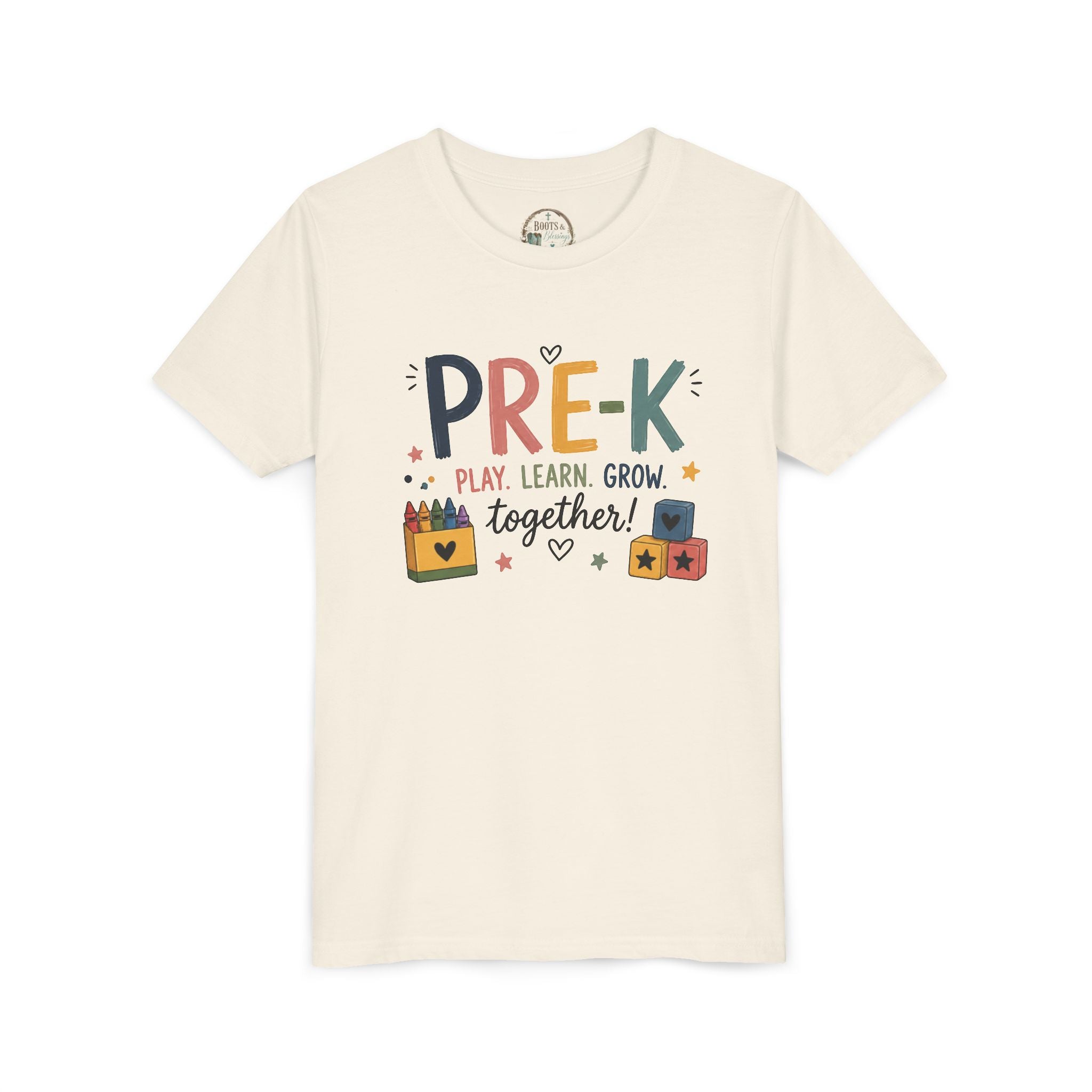 Pre-K Play Learn Grow Graphic T-Shirt