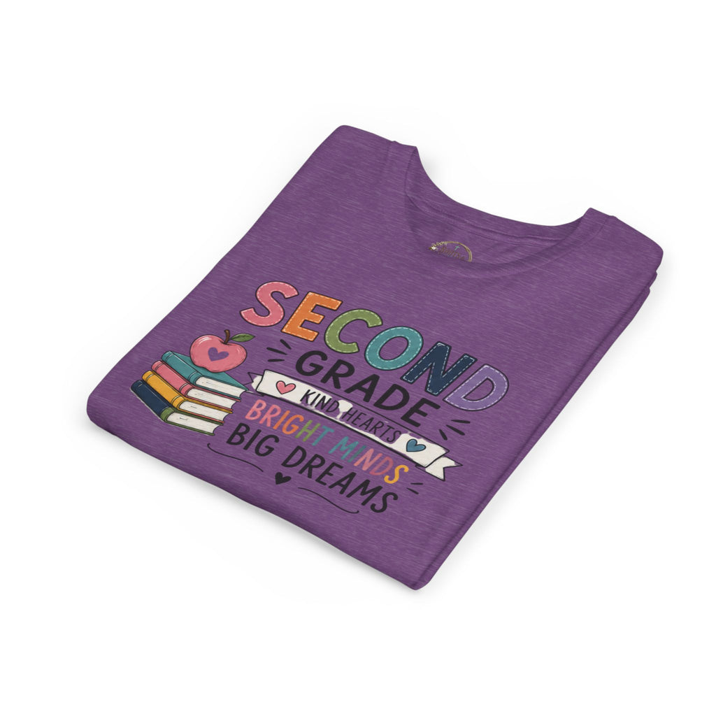 Second Grade Graphic T-Shirt – "Second Grade: Kind Hearts, Bright Minds, Big Dreams" Back-to-School Tee