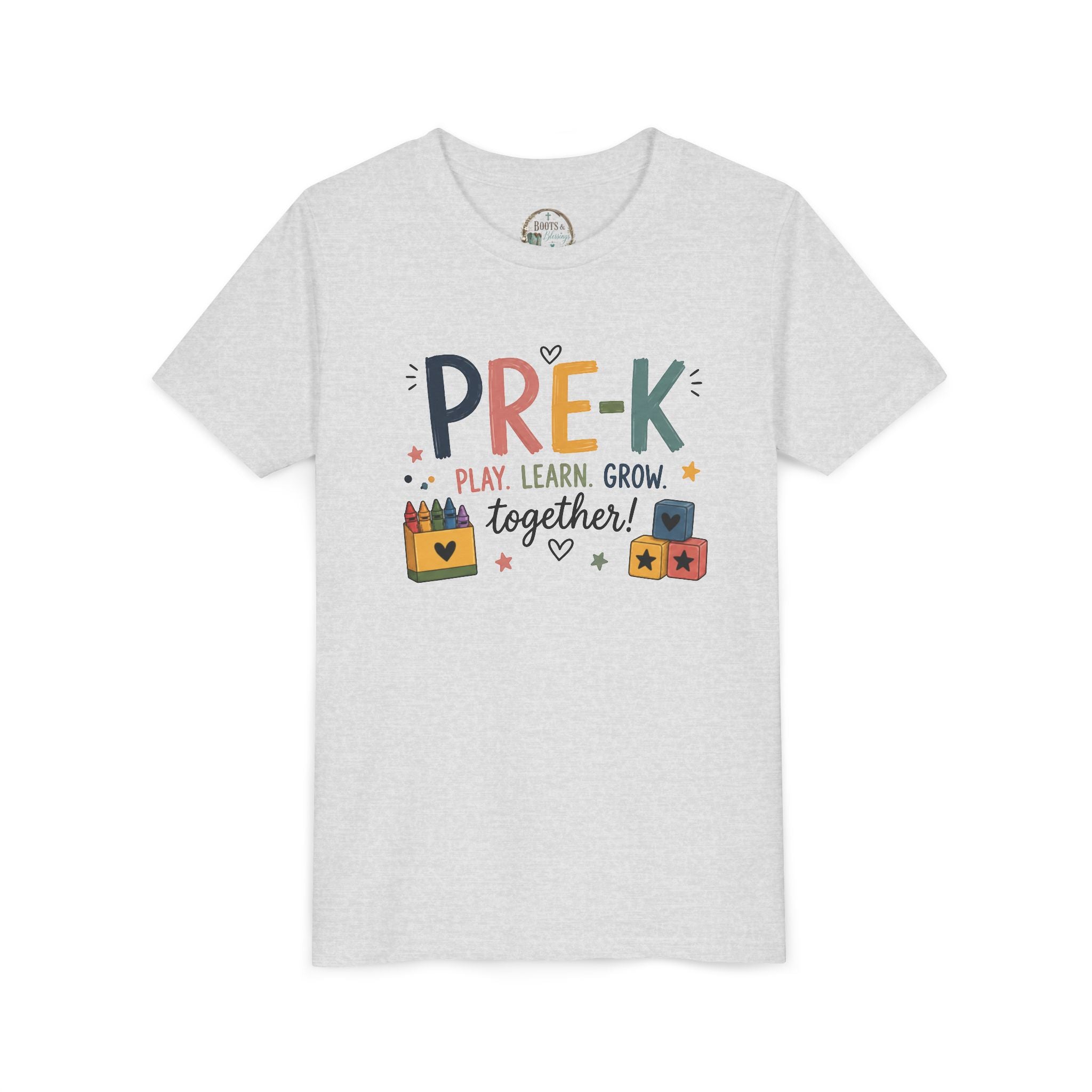 Pre-K Play Learn Grow Graphic T-Shirt