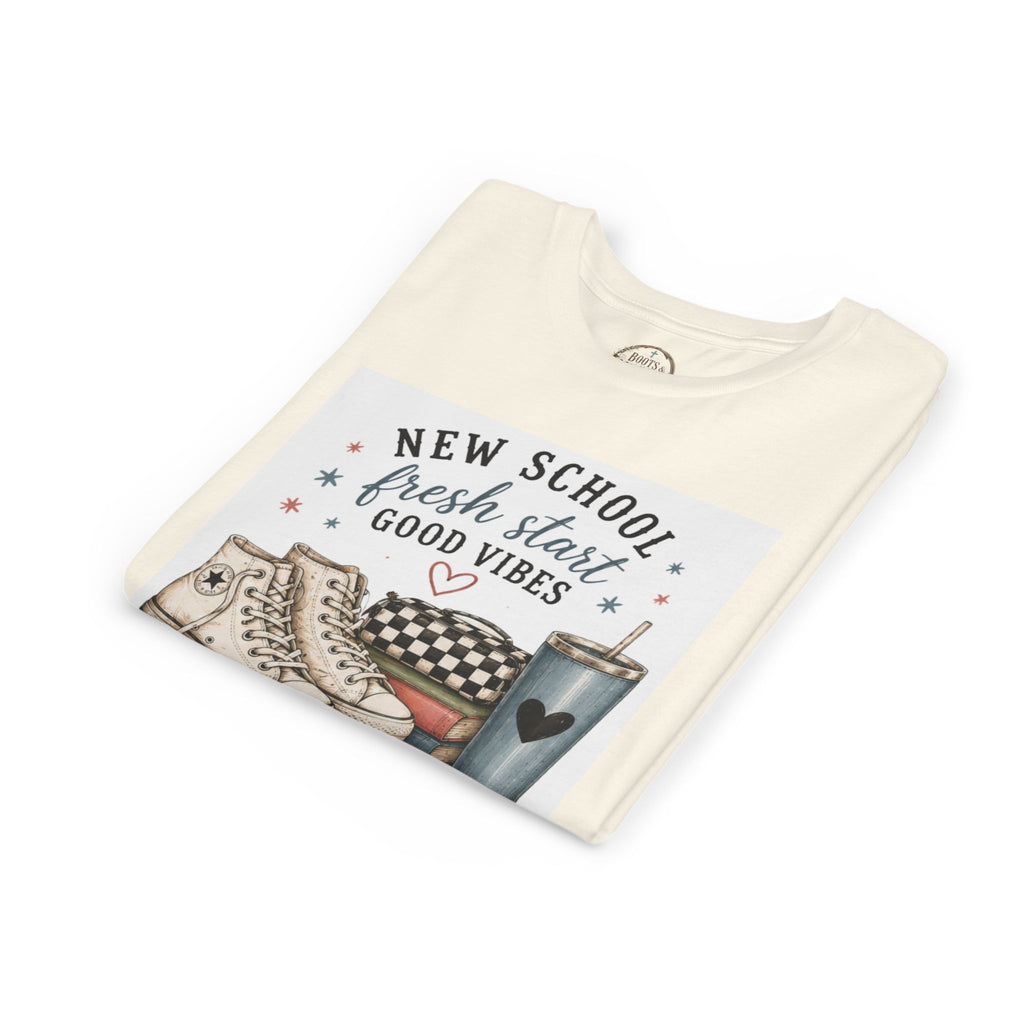 Youth Graphic T-Shirt — "New School Fresh Start Good Vibes" Back-to-School Graphic