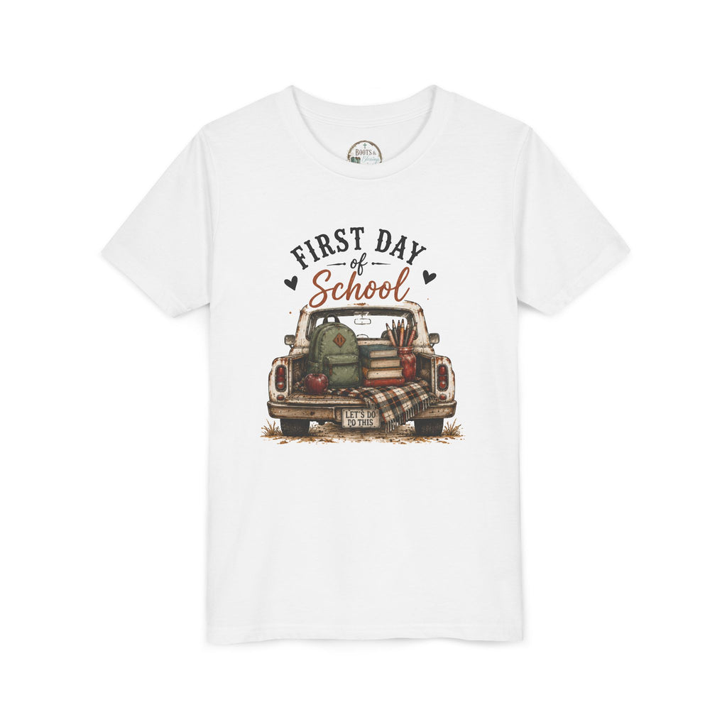 First Day of School Youth Graphic T-Shirt — Vintage Truck Back-to-School Shirt