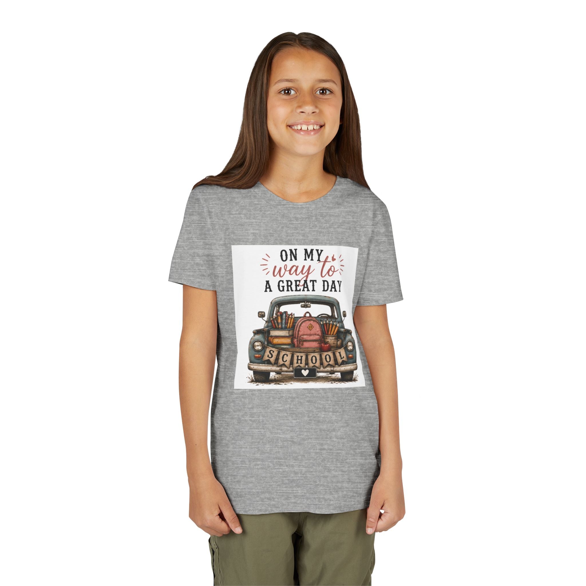 Youth Graphic T-Shirt - "On My Way to a Great Day" Back-to-School Car Design