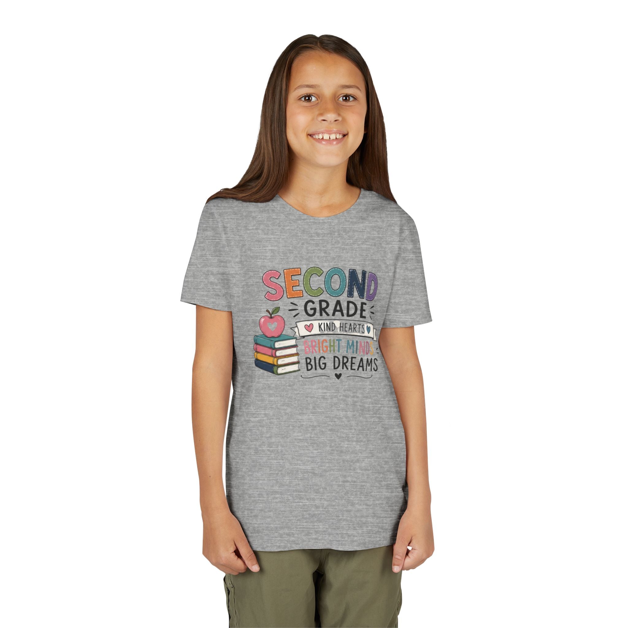Second Grade Graphic T-Shirt – "Second Grade: Kind Hearts, Bright Minds, Big Dreams" Back-to-School Tee
