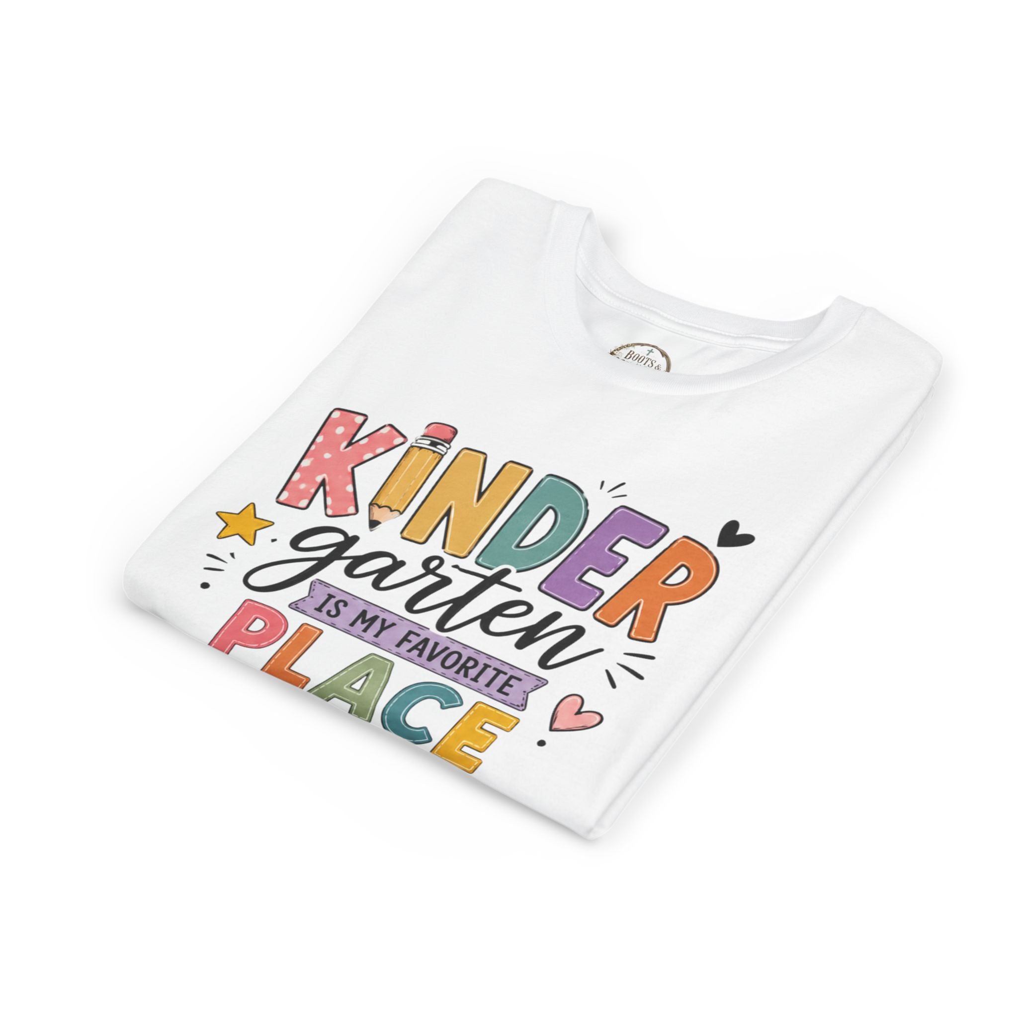 Kindergarten Is My Favorite Place Graphic T-Shirt - Cute Colorful Back-to-School Shirt for Kids