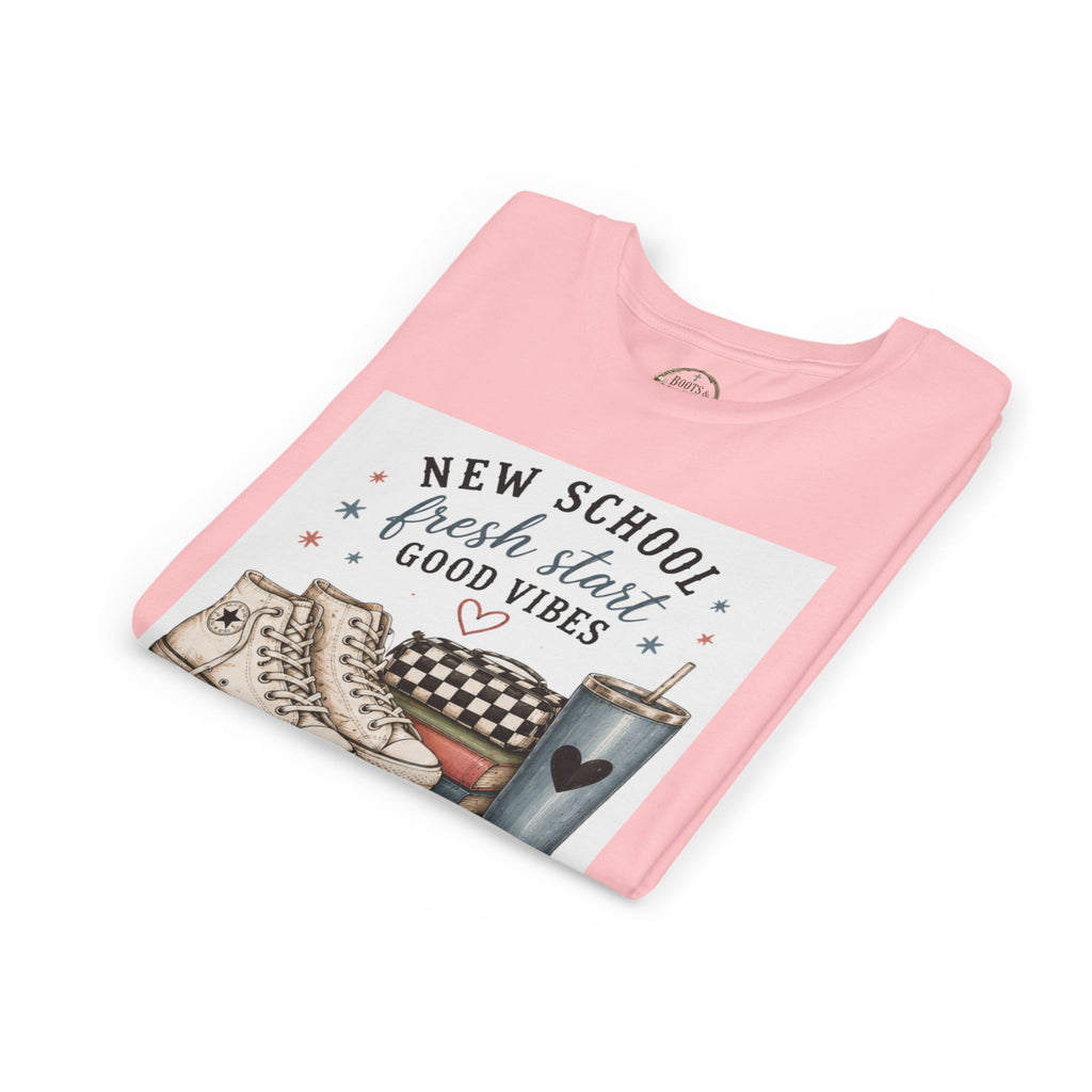 Youth Graphic T-Shirt — "New School Fresh Start Good Vibes" Back-to-School Graphic