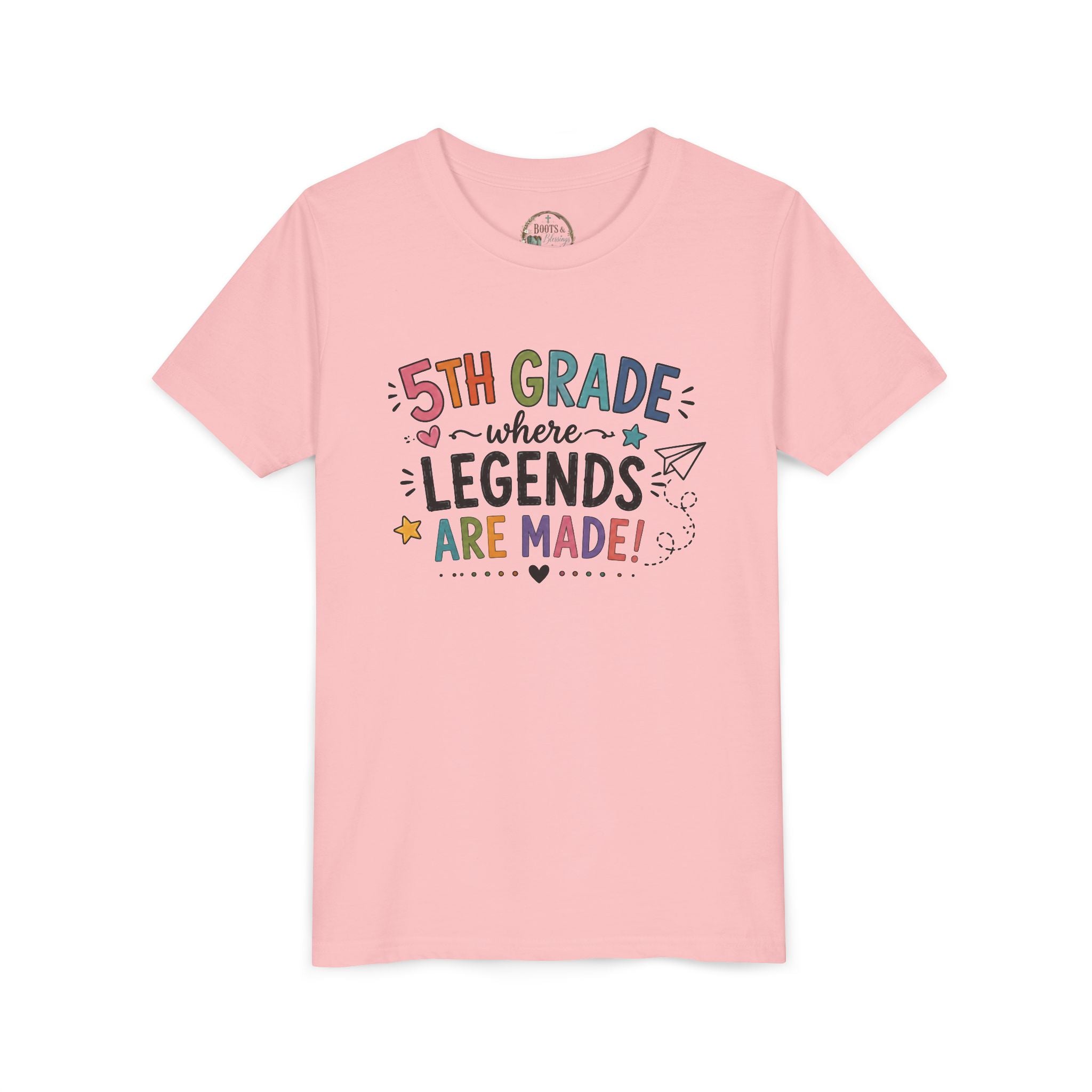 5th Grade Where Legends Are Made Graphic T-Shirt — Back-to-School Kids Tee