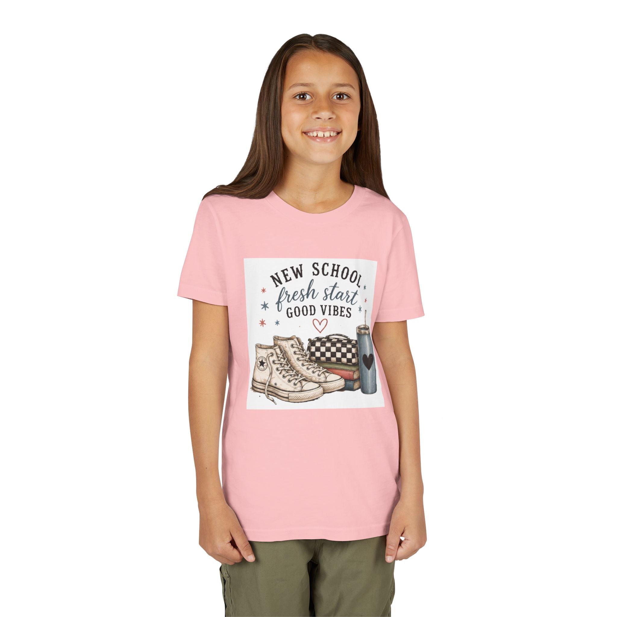 Youth Graphic T-Shirt — "New School Fresh Start Good Vibes" Back-to-School Graphic