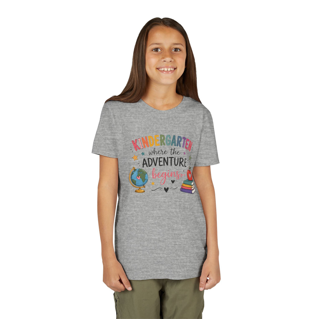 Kindergarten Adventure Graphic T-Shirt – "Kindergarten Where the Adventure Begins" Back-to-School Shirt