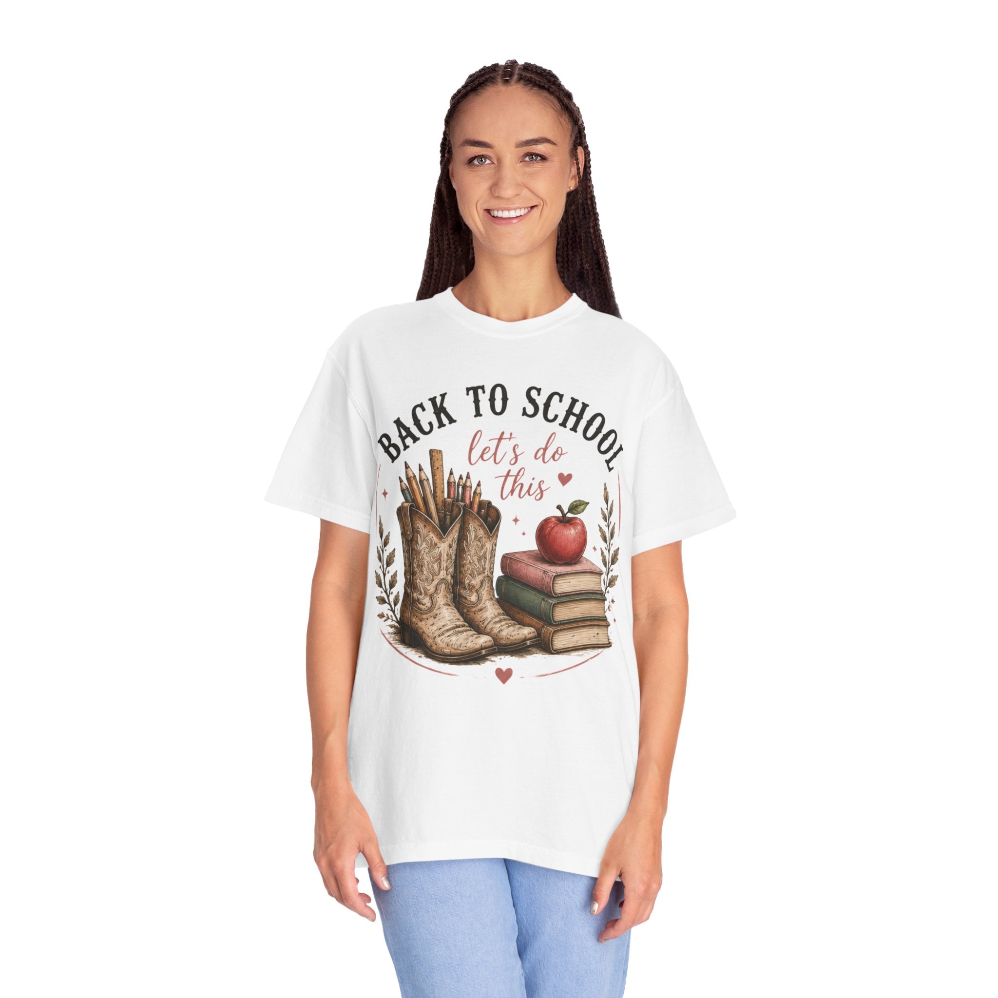 Adult Back to School Graphic T-Shirt – "Back to School, Let’s Do This" Cowboy Boots & Books Teacher