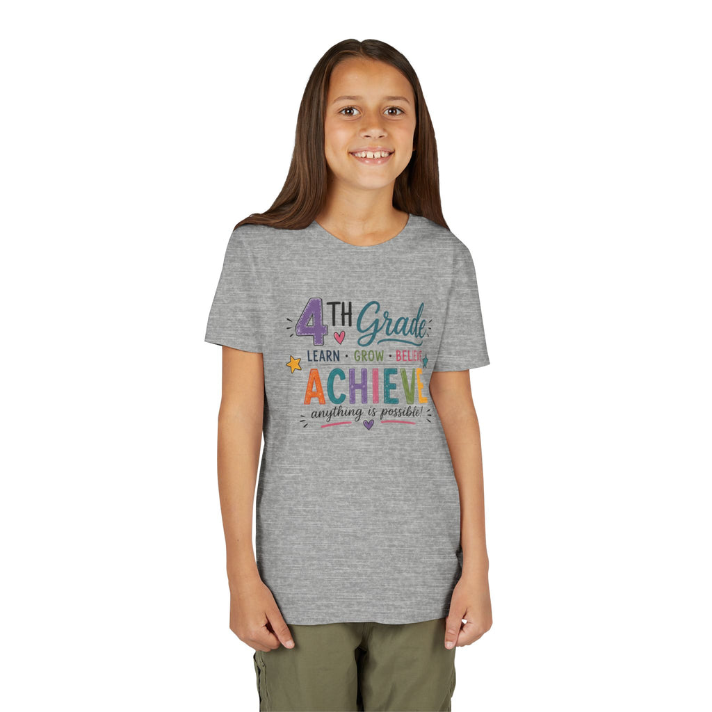 4th Grade Achieve Graphic T-Shirt — Learn, Grow, Believe Back-to-School Shirt