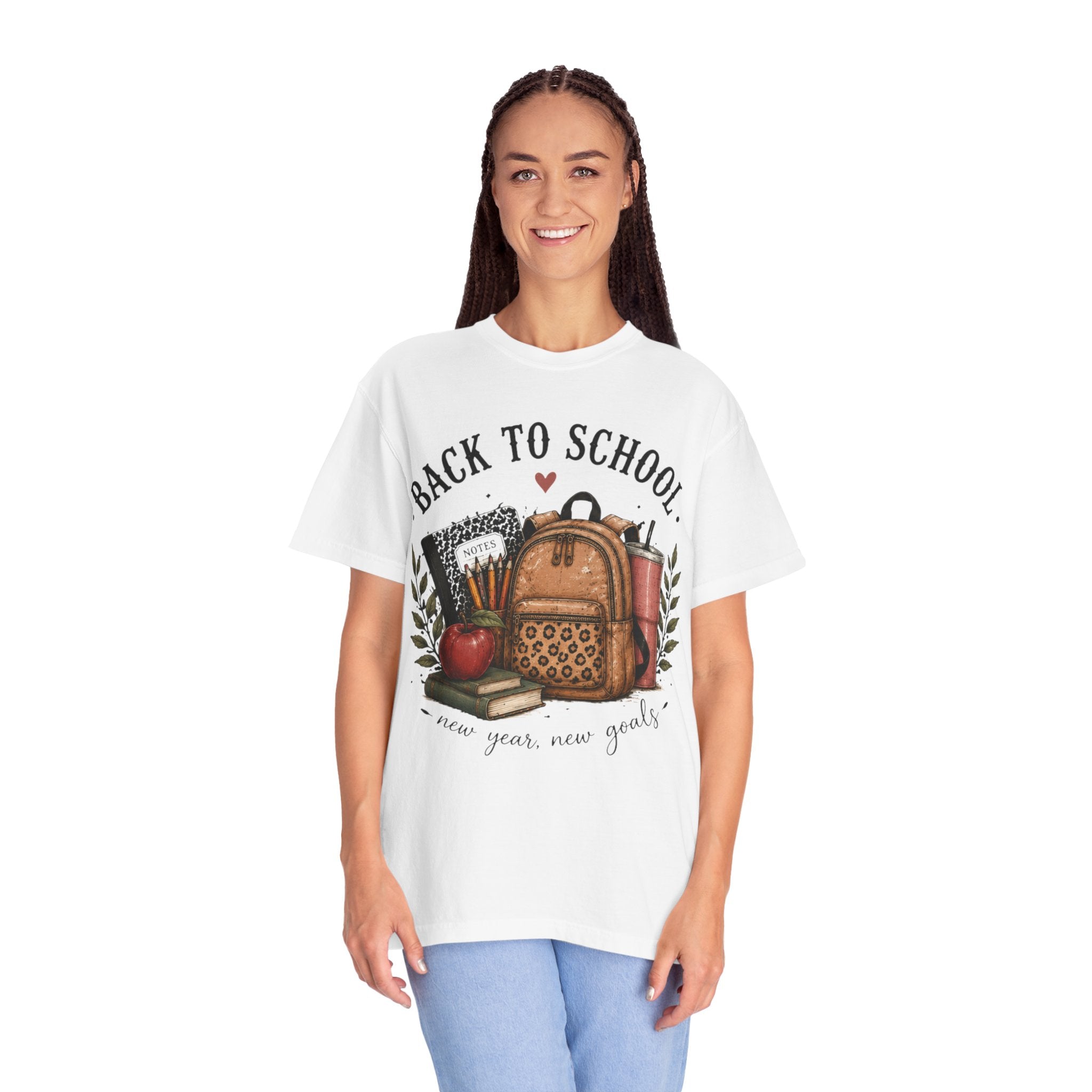 Adult Back to School Graphic T-Shirt — “Back to School, new year new goals”