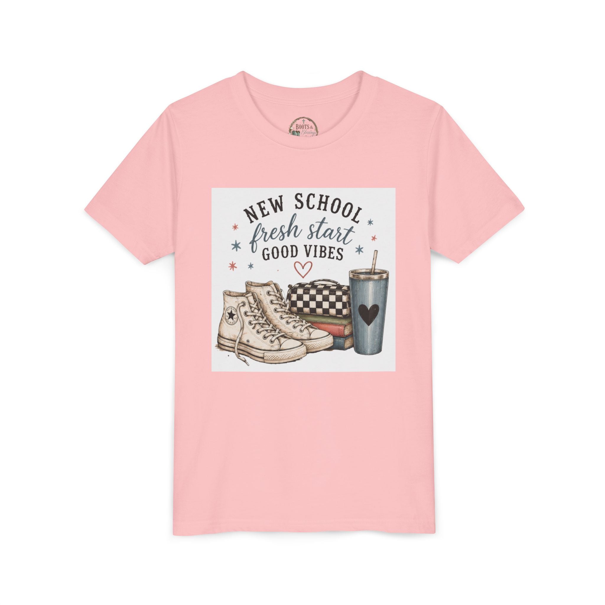 Youth Graphic T-Shirt — "New School Fresh Start Good Vibes" Back-to-School Graphic