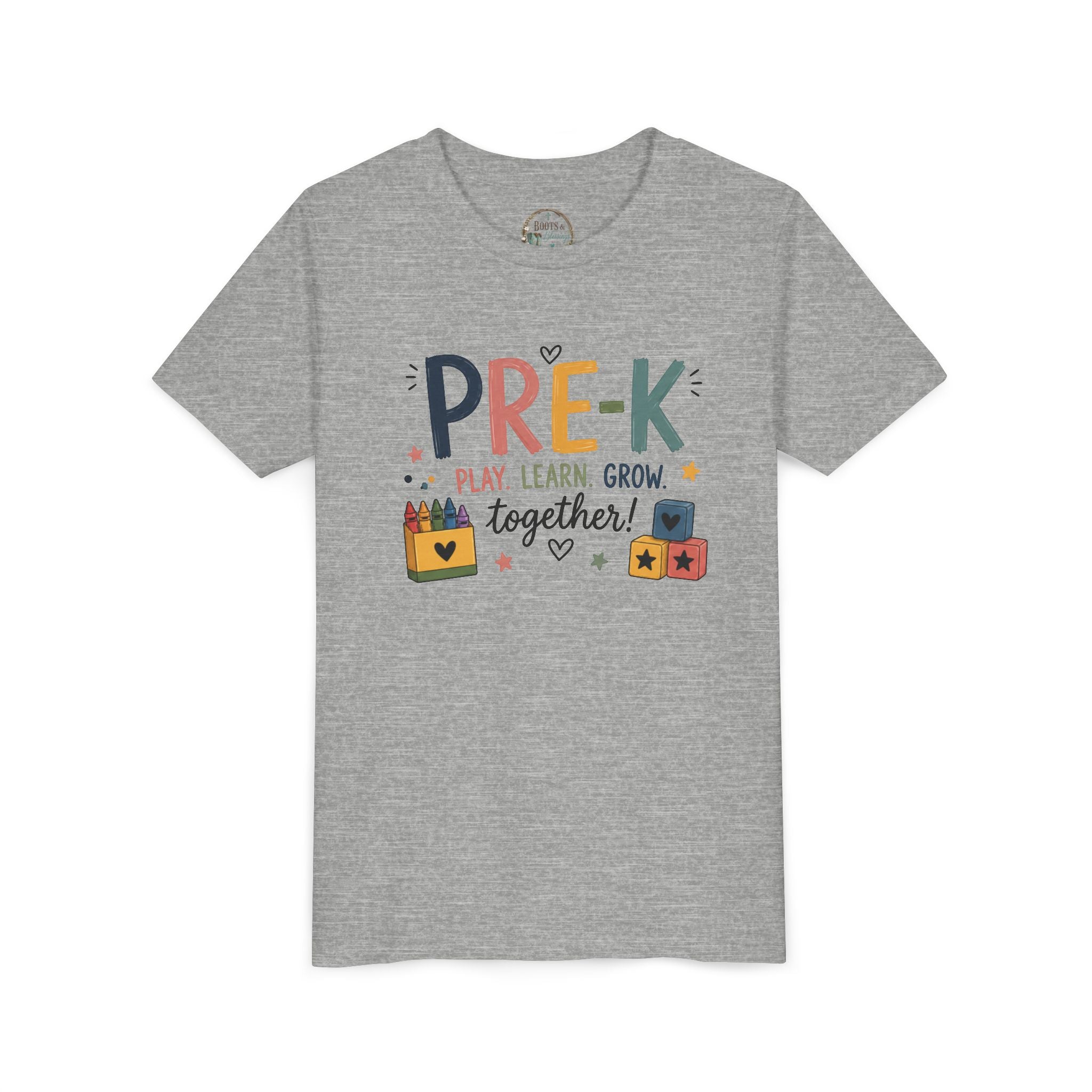 Pre-K Play Learn Grow Graphic T-Shirt