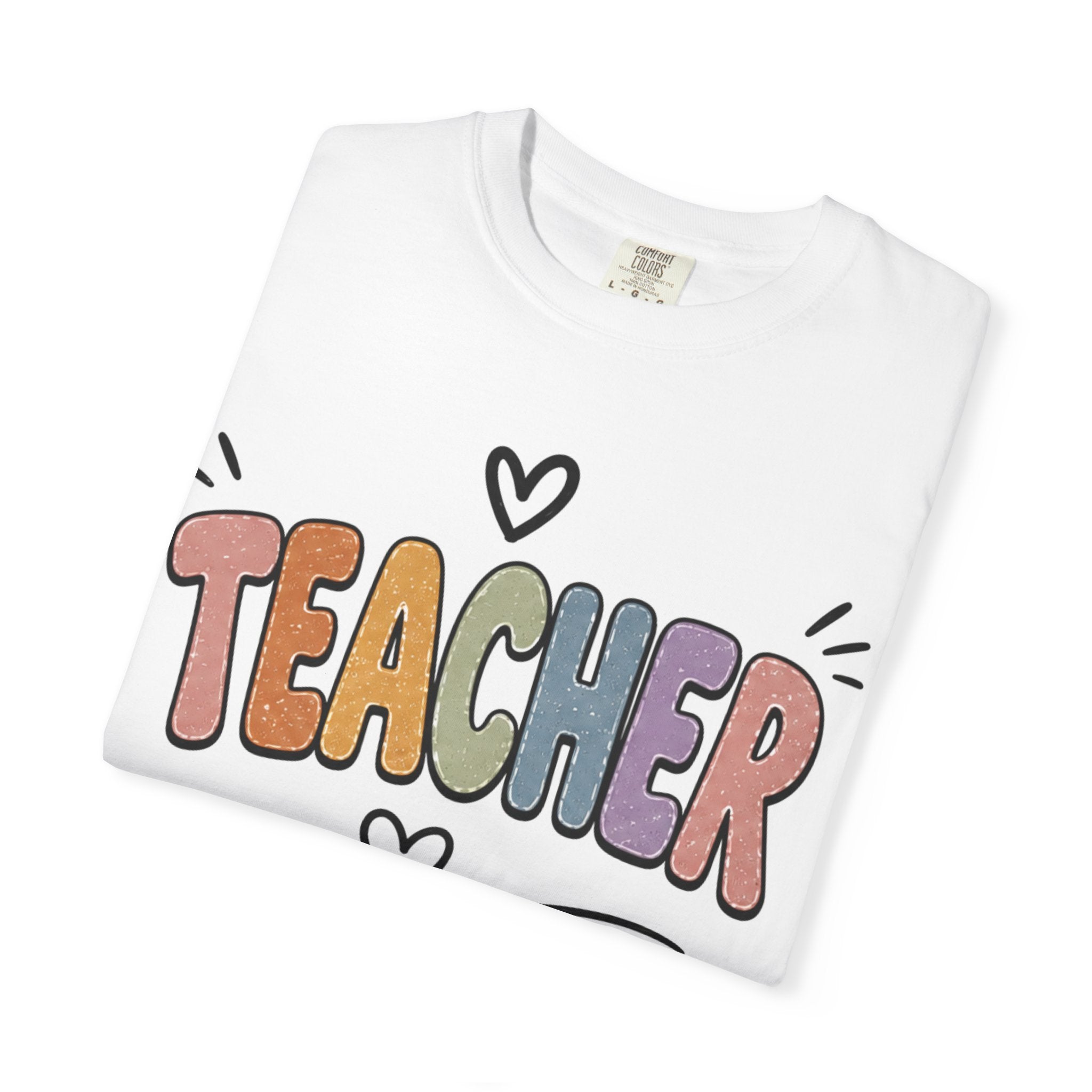 Teacher Colorblock Graphic T-Shirt — Cute Heart Classroom Gift