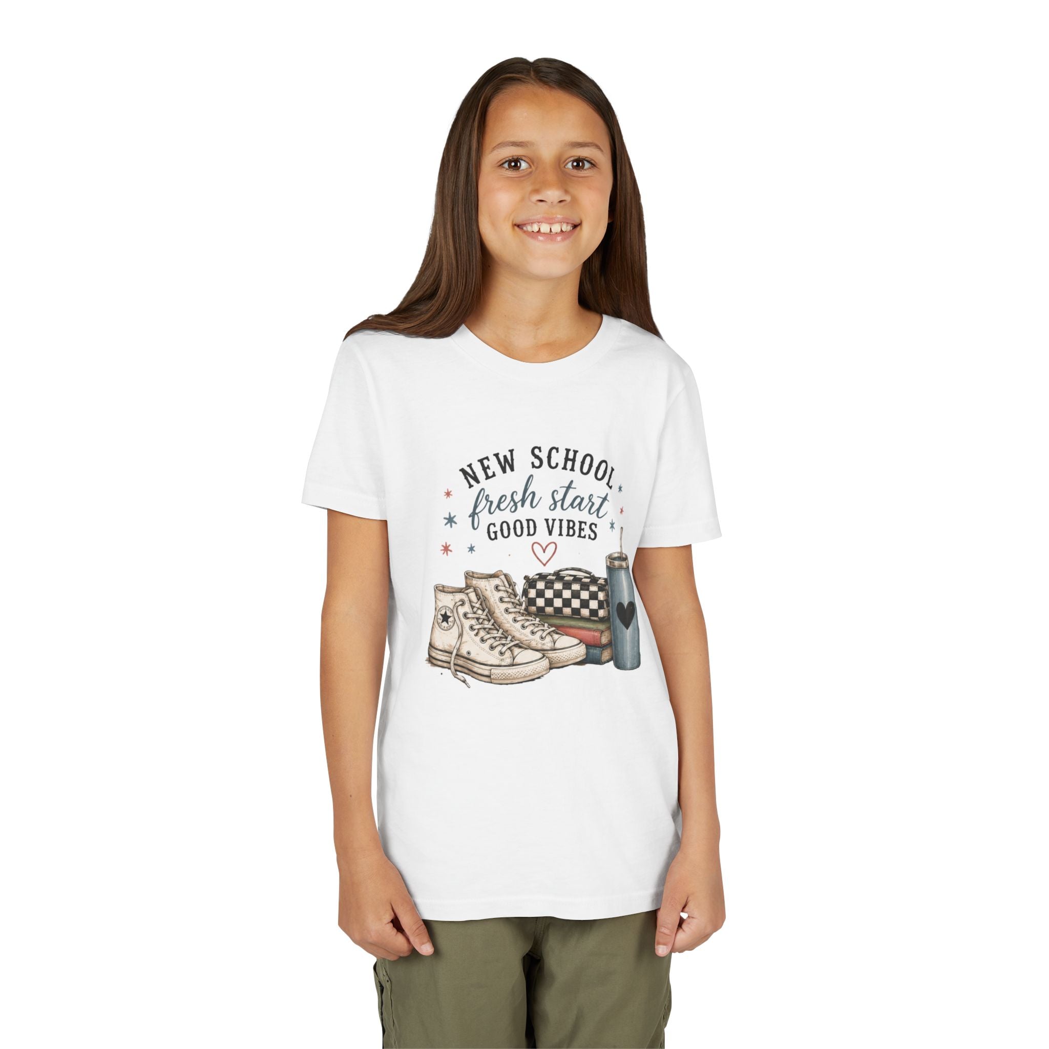 Youth Graphic T-Shirt — "New School Fresh Start Good Vibes" Back-to-School Graphic